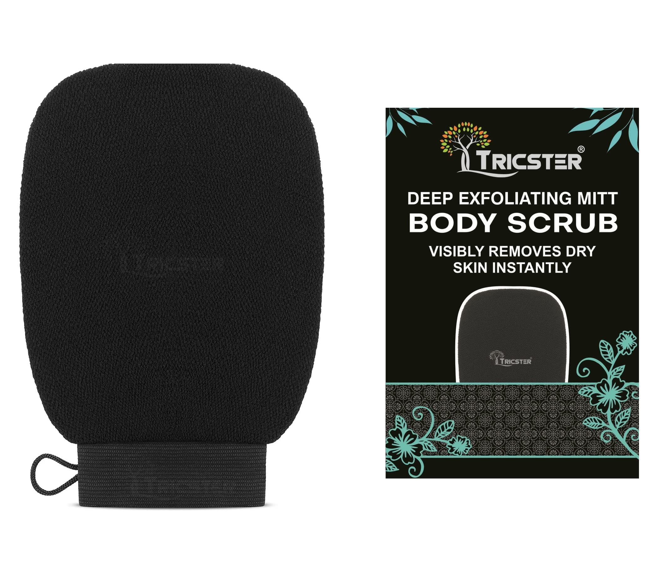 TRICSTERBody Scrubber Exfoliator Mitt for Use at Shower or Bath - Exfoliating Body & Face Dead Skin Remover - Exfoliating for Women & Men Washcloth(Pack of 1)