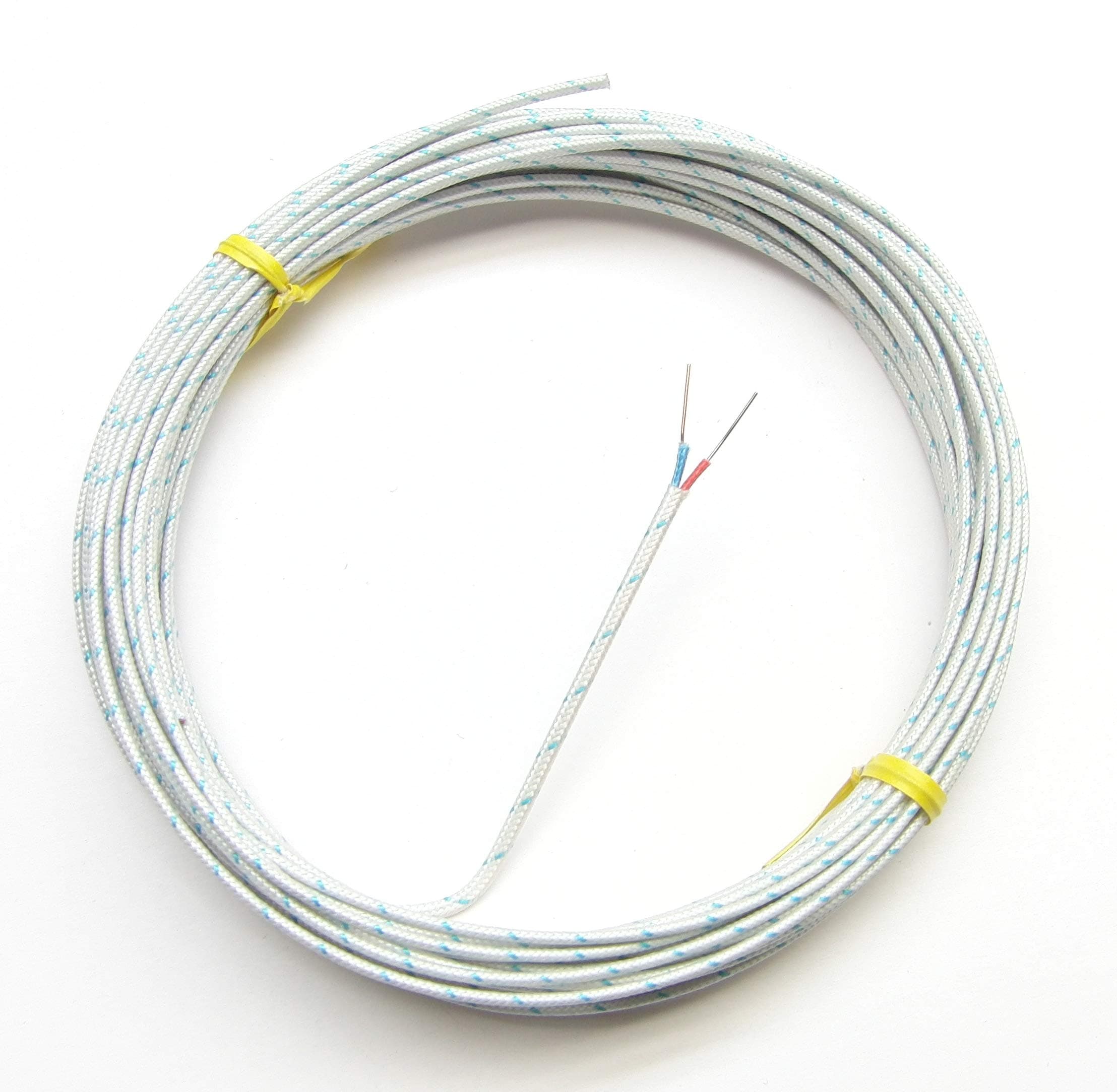 T-Type Thermocouple Wire AWG 24 Solid Type T w. Braided Fiberglass Insulation - 10 Yard