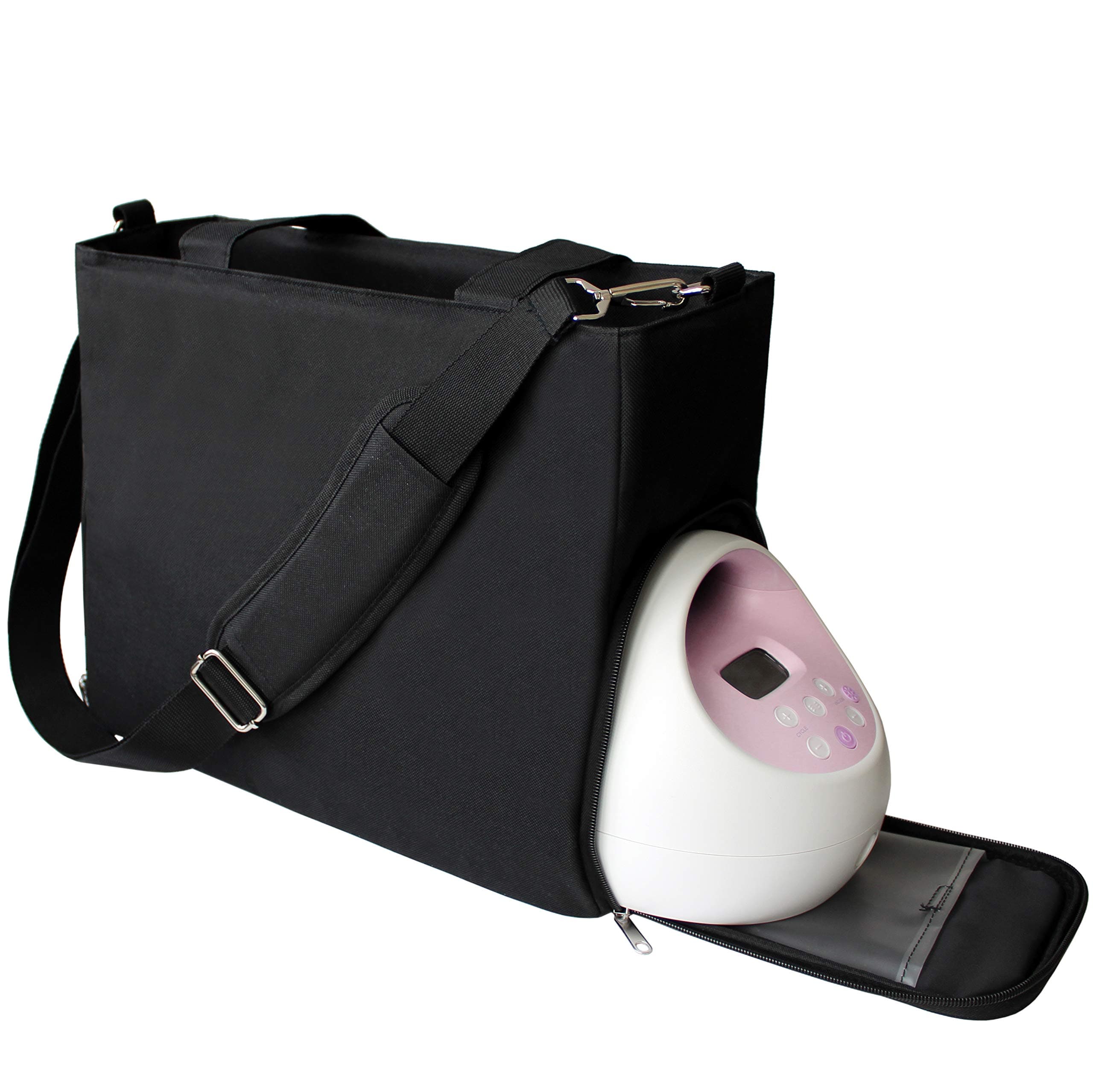 Lil Elephant Breast Pump Bag - Premium Pumping Bag for Spectra, Medela Breastpump | Stylish Tote Breastpump Bags for Moms | Breast Pump Bags and Totes (Black)