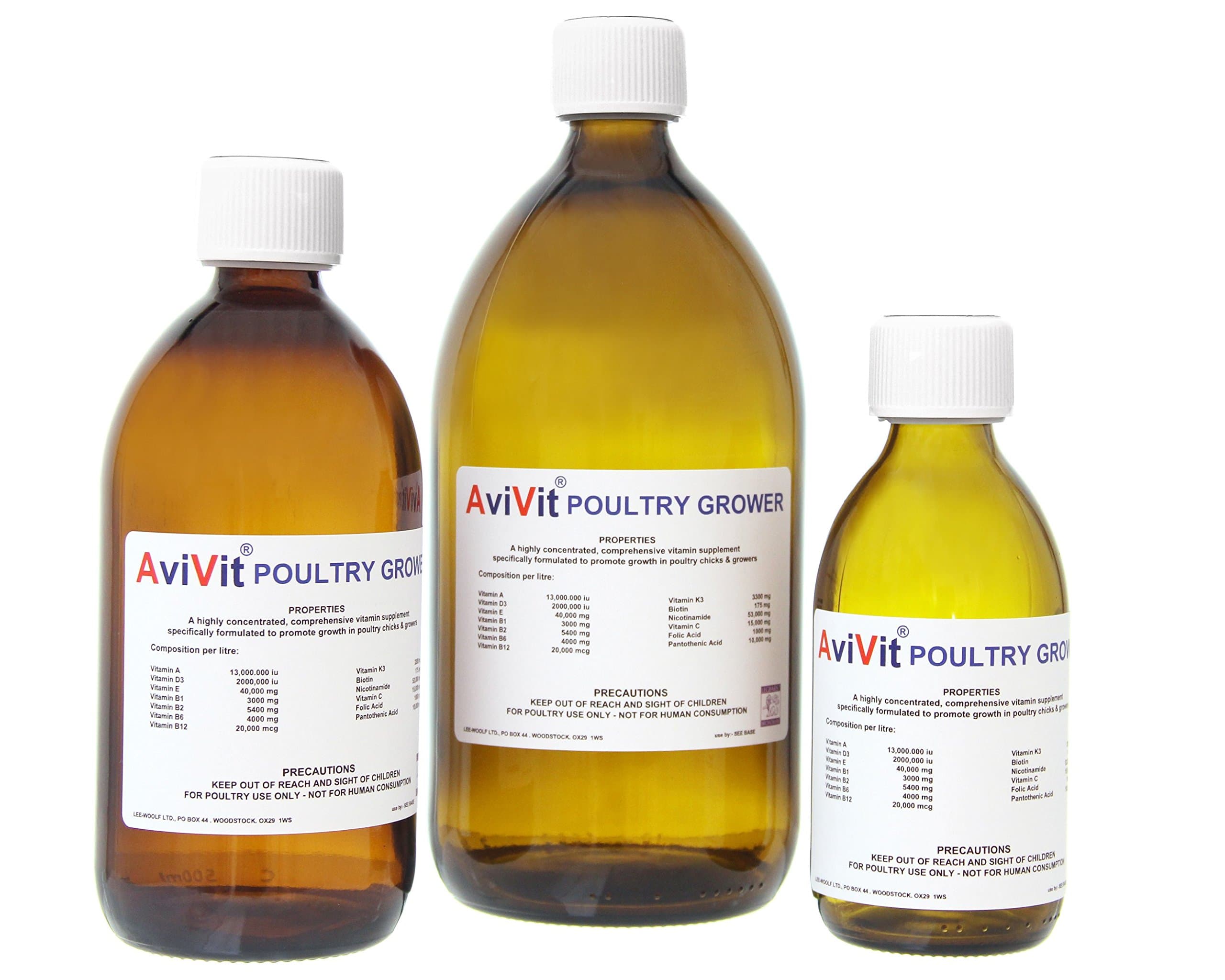 AVIVITGrower - High Strength Poultry Chick/Grower Vitamins/Minerals - 3 Sizes (500ml)