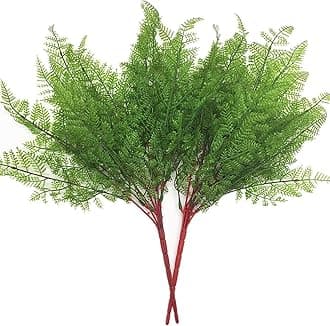 Artificial Shrubs Bushes, Plastic Fern Leaves Persian Grass Fake Plants Wedding Indoor Outdoor Home Garden Verandah Kitchen Office Table Centerpieces Arrangements Christmas Decoration 2 pcs