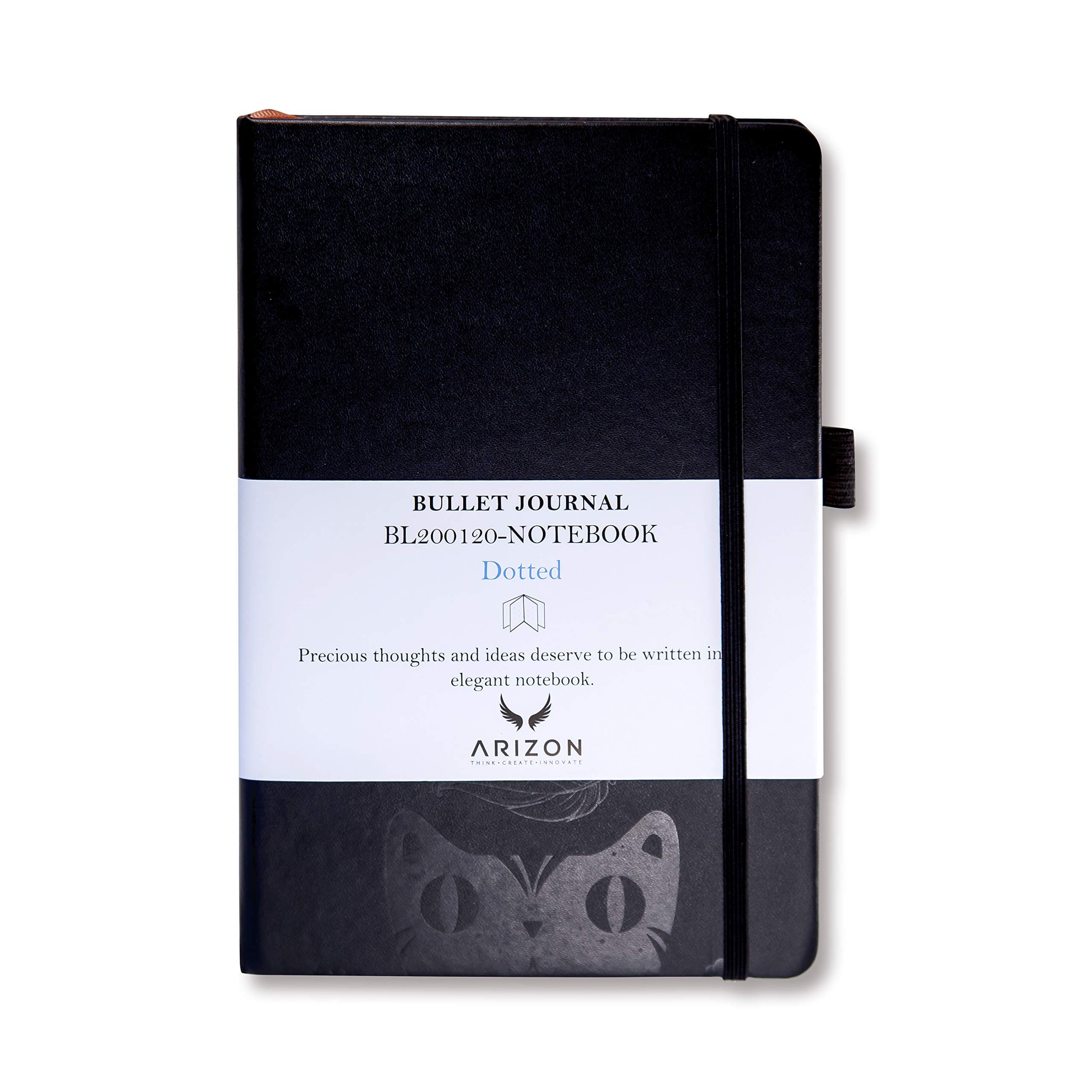 Classic Bullet Journal Notebook - Size A5: 5.3” × 8.3”, Hard Cover, Black PU Leather, Dotted Grid, 200 Pages, 120 GSM Ultra Thick Acid Free Paper, Inner Pocket - Arizon Canada