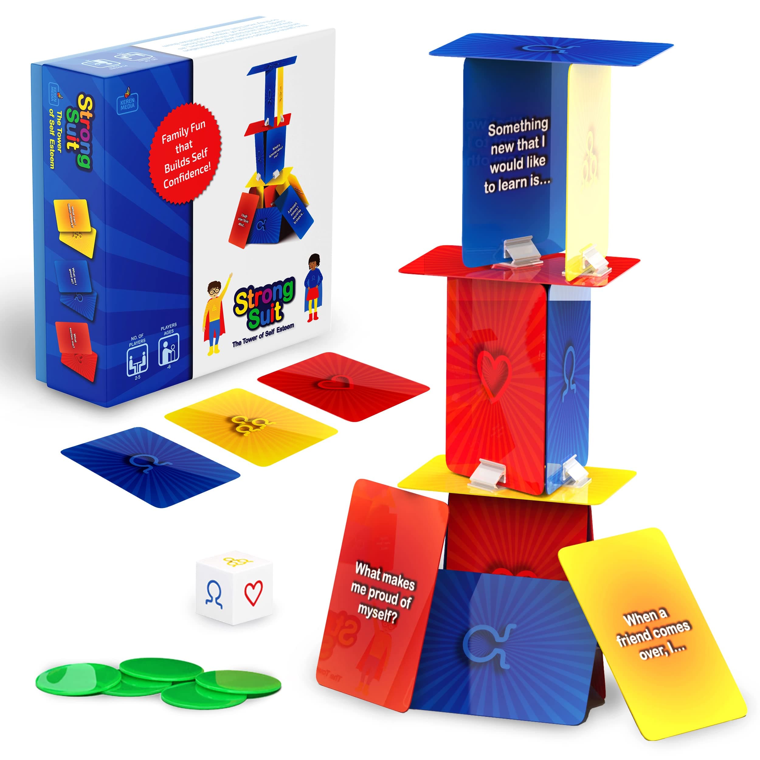 Social Emotional Games for Teens and Kids 6+ | StrongSuit Tower of Self Esteem Therapy Game for Counselors, Therapists and Parents | SEL & CBT Tools