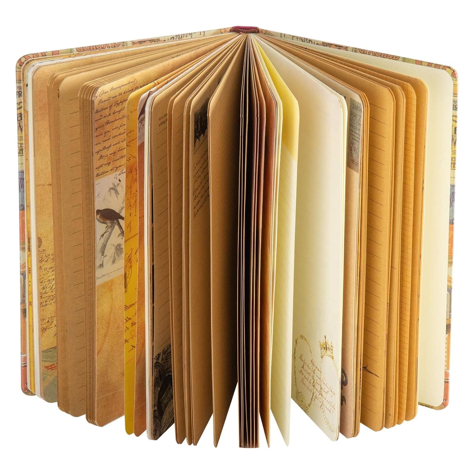 A5 Vintage Travel Journals for Women, European Kraft paper Diary Color Illustrations Notebook Travel Brochures Hardcover Writing Notepad Girl Gift