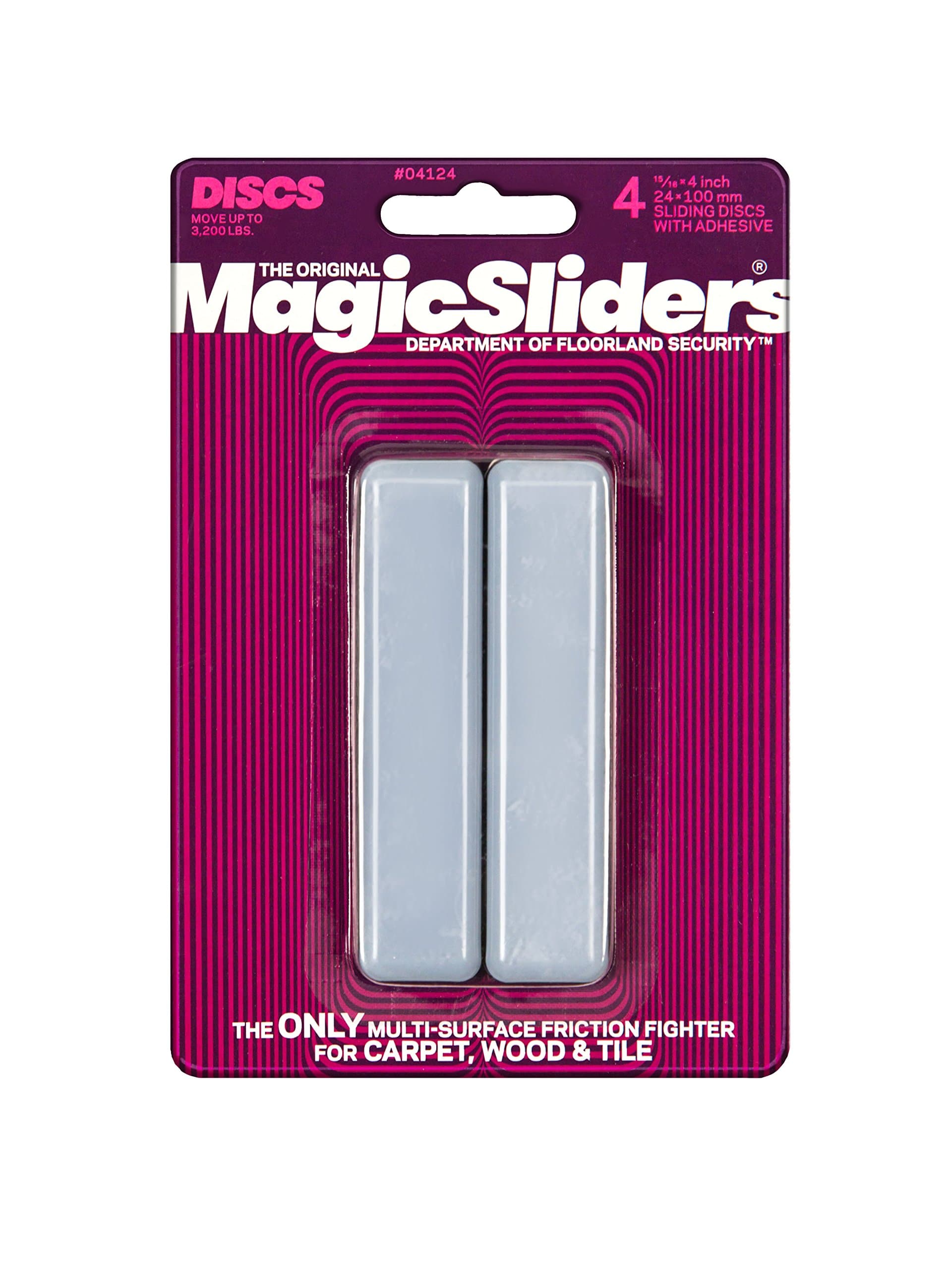 Magic Slider Rectangular Self-Stick Furniture Sliders 15/16" x 4", Heavy Duty Surface Protectors for Floors, Wood, Tile, Carpet & Vinyl Easy Glide Adhesive Pads for Furniture Legs Pack of 4