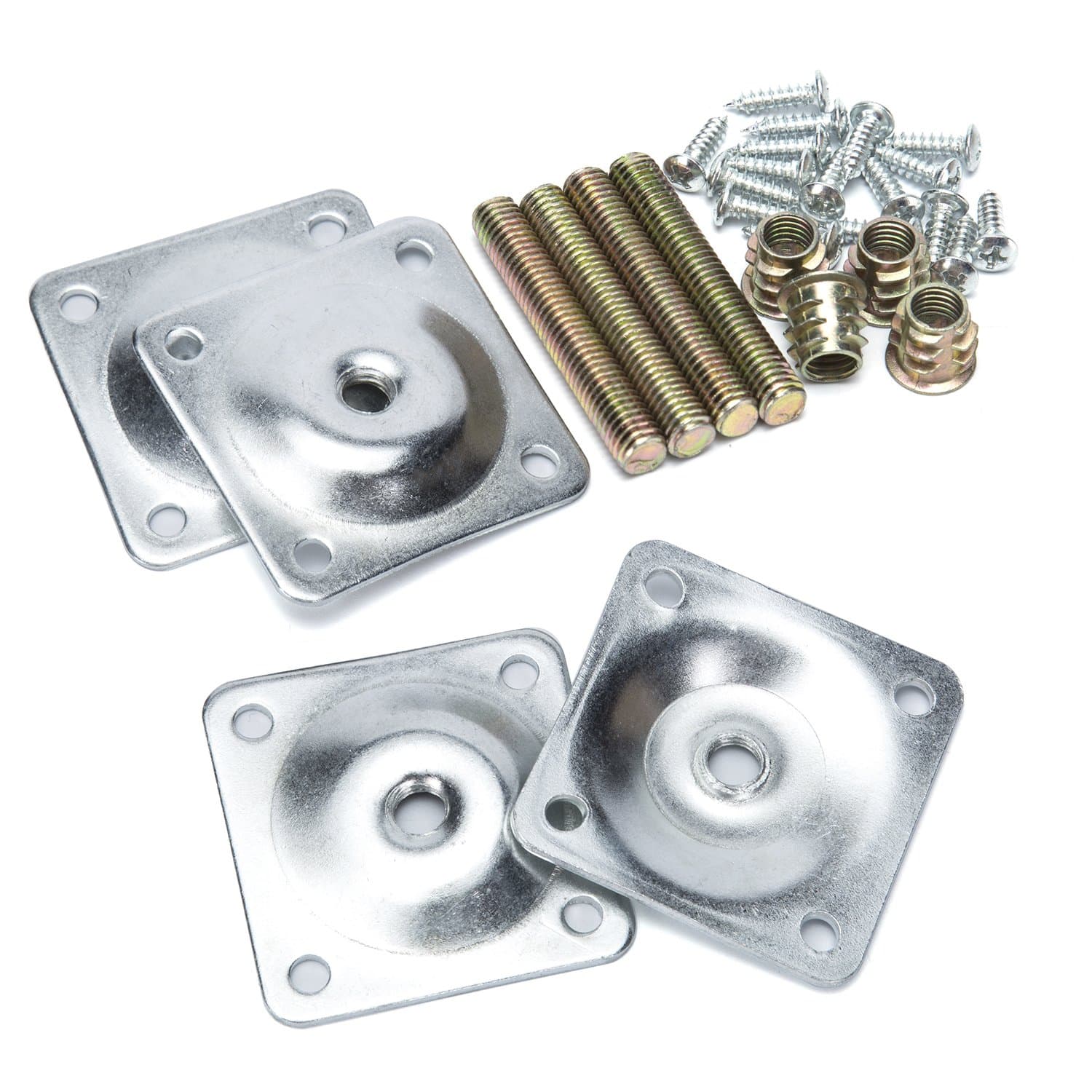 SINOVAL Leg Mounting Plates, Furniture Leg Attachment Plates Industrial Strength T-Plate 5/16" Sofa Legs with Hanger Bolts,Screws |Strengthen Weak Furniture Repair Damaged Sofas Couches Seats,Set of 4