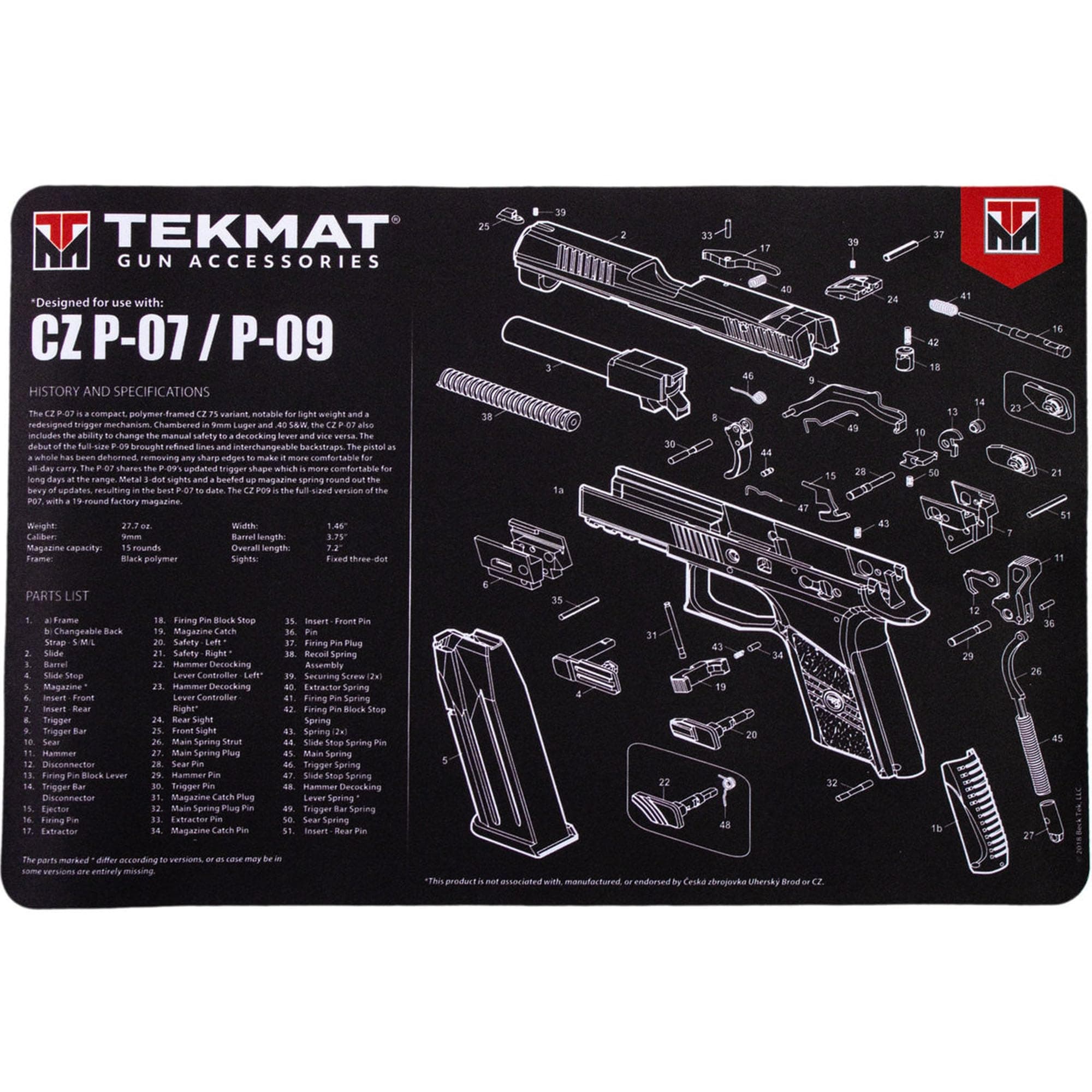 TekMat CZ P-07 / P-09 TekMat Gun Cleaning Mat