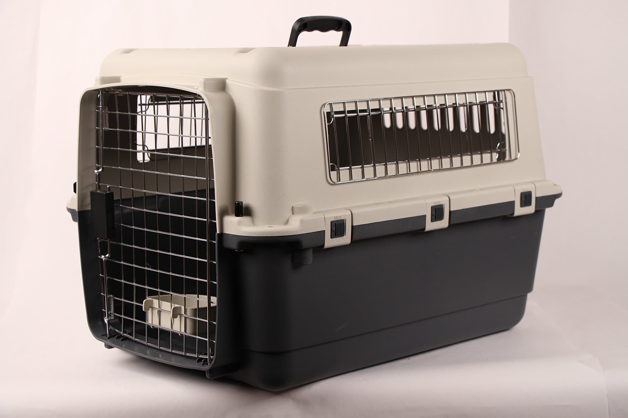 JunkieDog Pet Kennel Direct 27" Airline Approved Plastic Dog/Cat Pet Kennel Carrier or Air Travel with Chrome Door and Free Cup Foldable Dog Travel Crate