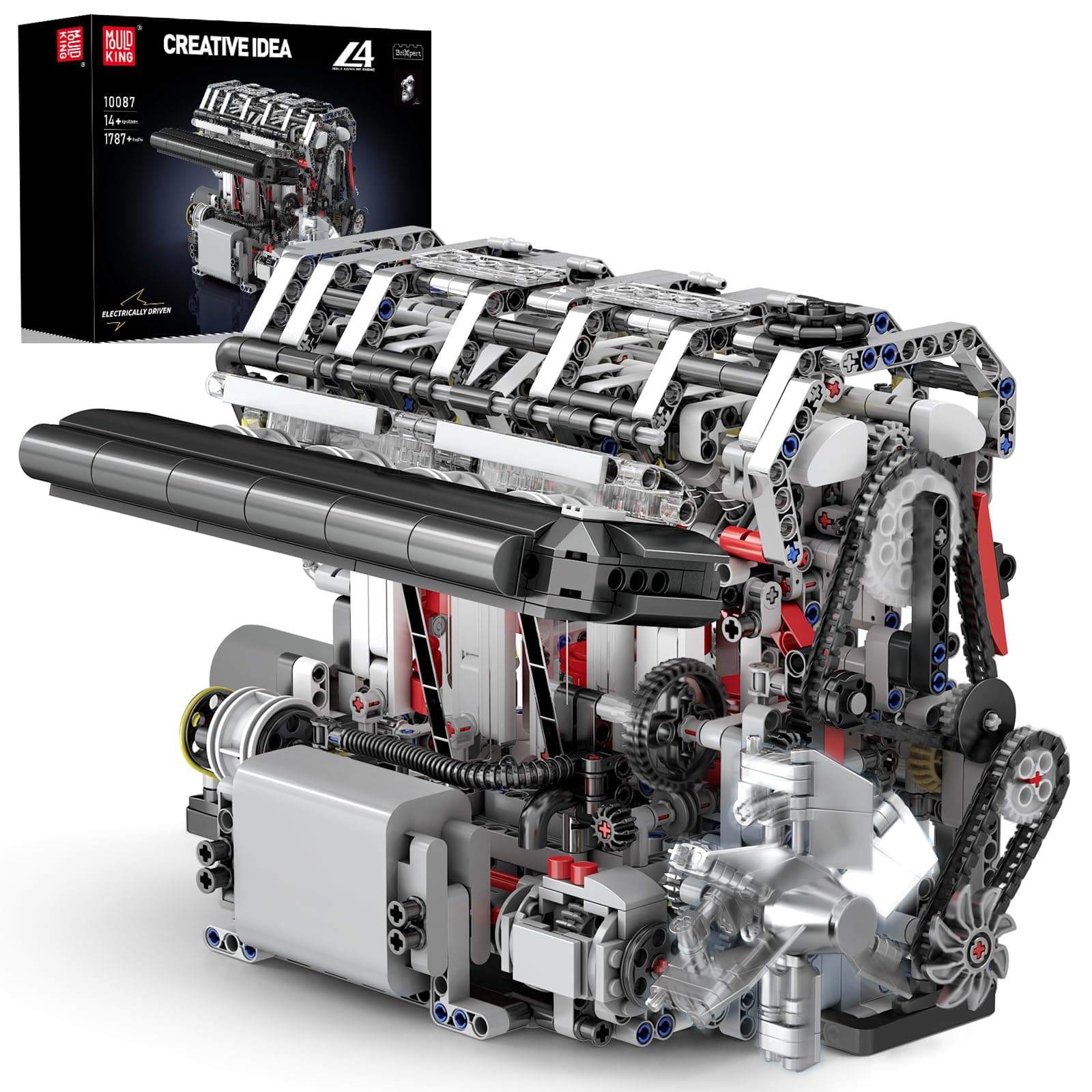10087 L4 Engine Building Kit - Build Your Own L4 Engine Toy, 4-Cylinder Combustion Petrol Car Engine Replica STEM Mechanic Engineering Model Construction for Teens 14+ Years (1787 Pcs)