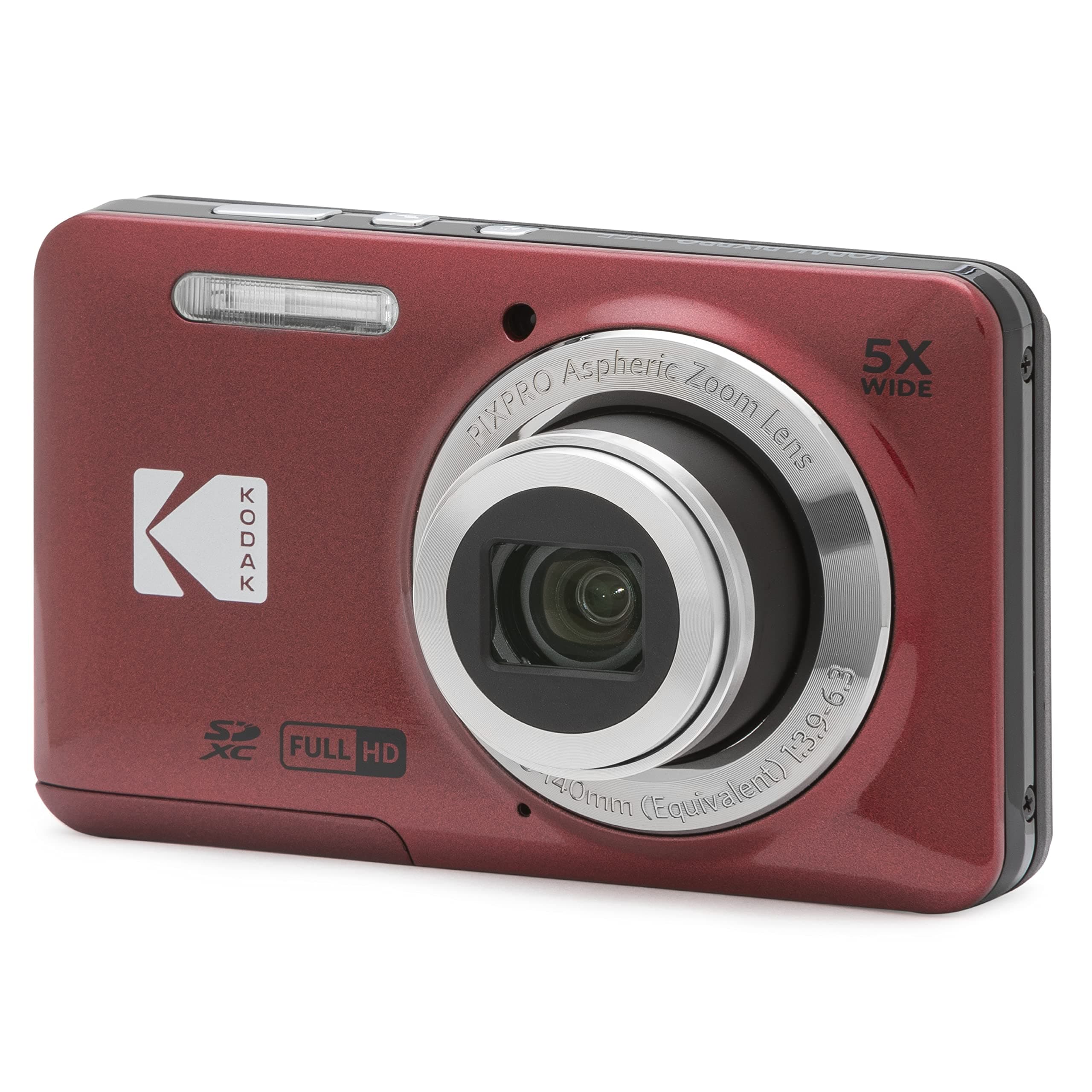 KODAK PIXPRO Easy to Use Zoom FZ55-RD 16MP Digital Camera 5x Optical Zoom Wide Angle 28mm 2.7" LCD Screen (Red)