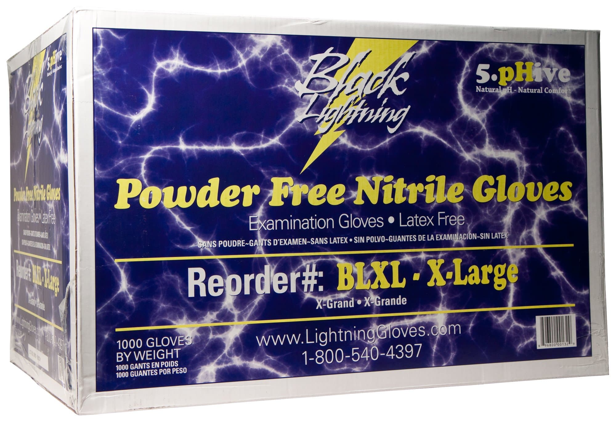 Black Lighting Powder-Free Disposable Nitrile Gloves - Size Large, Case of 1000 Gloves