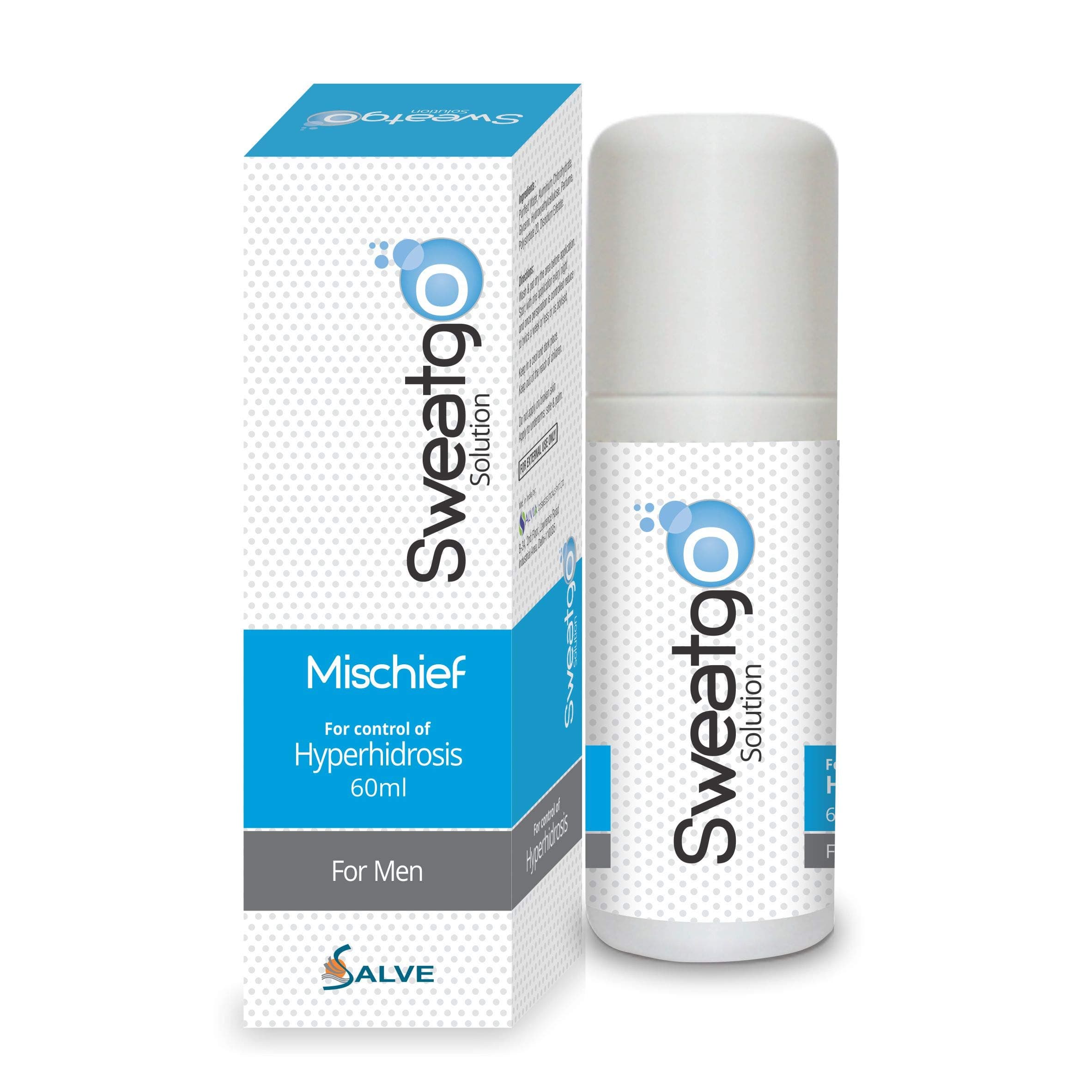 Sweatgo Mischief Solution for Men | 60ml Roll-On | Suitable for Excess Sweat & Odor Control | Mischief Fragrance | Daily Use