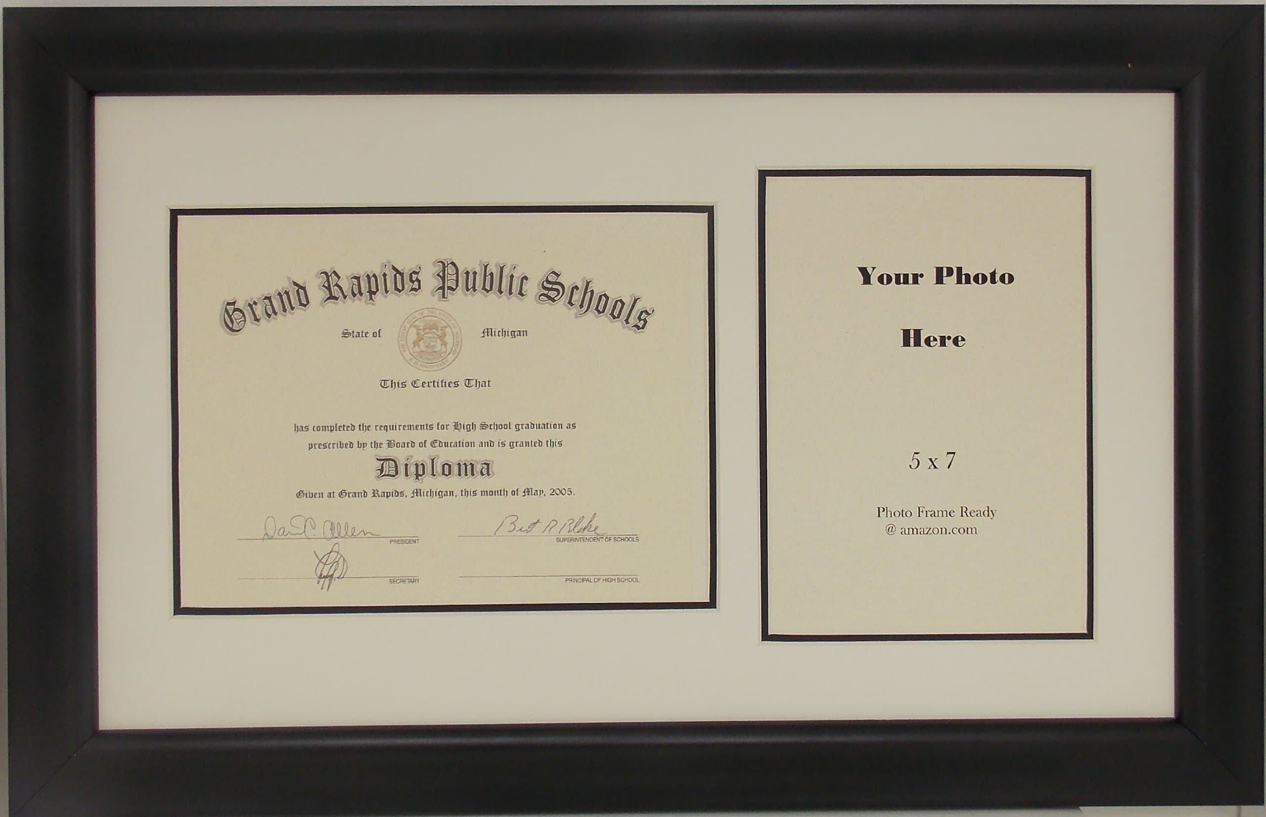 Graduation High School Diploma 6x8 Certificate with 5 X 7 Photo Frame