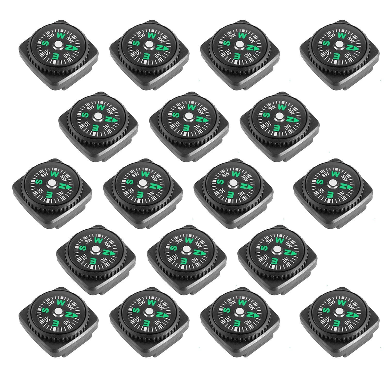 20PCS Mini Compass for Paracord Bracelet, Liquid Filled, Plastic, 26mm x 31mm