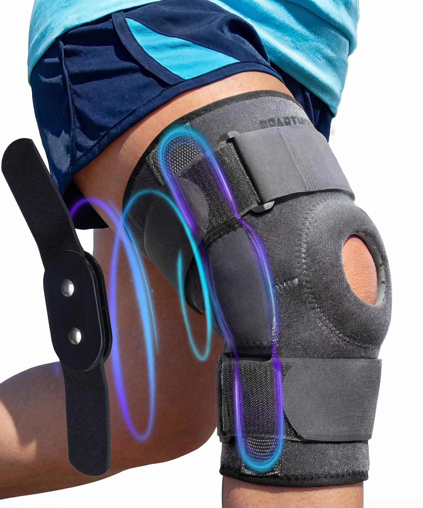 Sparthos Hinged Knee Brace for Larger Legs - Adjustable Stabilizing Support for ACL, MCL, Meniscus Tear, Arthritis - Open Patella - For Men and Women (Plus Size, XXX-Large, Ideal for Thighs 20"-28")