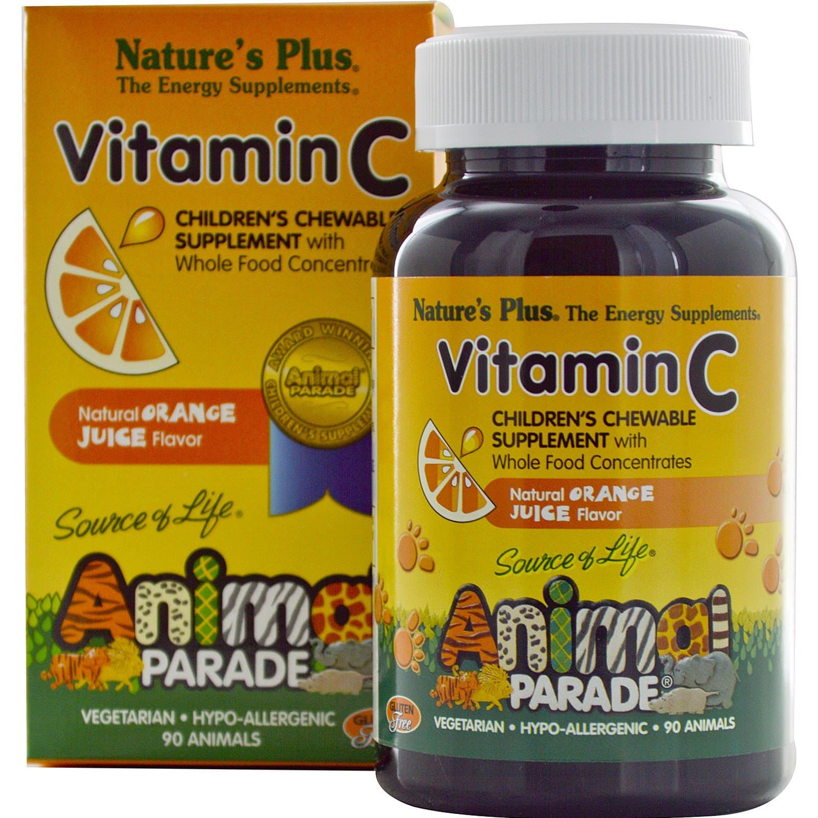 Kid's Vitamin C - 250 mg, Sugar 2 gm, Bioflavonoid, Orange, 90 (Animal-Shaped) Tablets