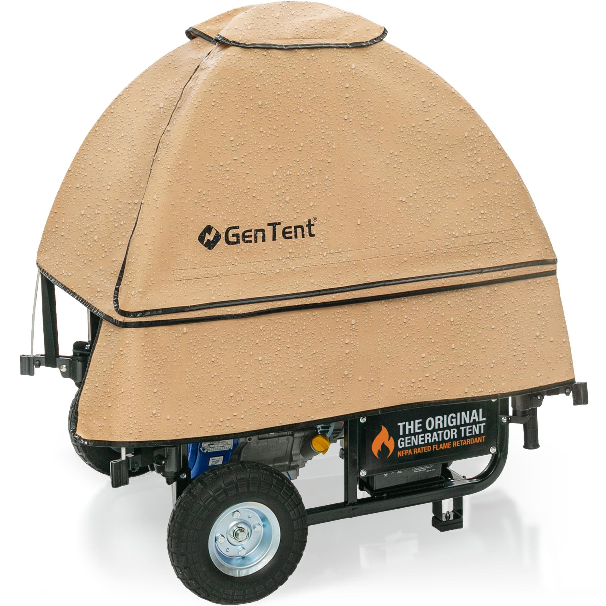 GenTent Open Frame Generator Tent with Universal Clamp System - Waterproof and NFPA Flame Retardant Running Cover - for Operating Open Frame Generators in Wet Weather (Beige, Original - Standard)