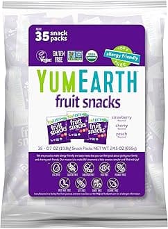 YumEarth Organic Fruit Snacks (Pack of 35) - 0.7 Ounce Snack Packs, Allergy Friendly, Gluten Free, Non-GMO, Dye Free