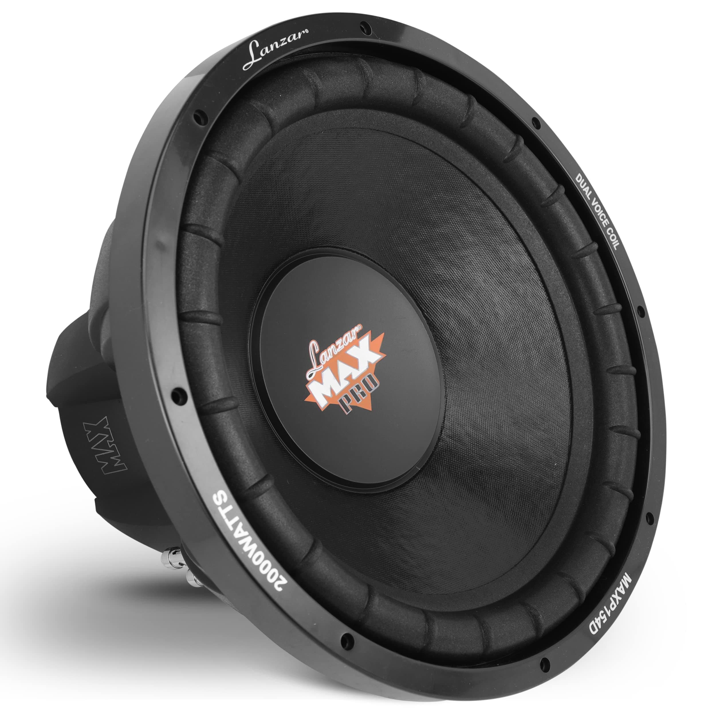 Lanzar 15in Car Subwoofer Speaker - Black Non-Pressed Paper Cone, Stamped Steel Basket, Dual 4 Ohm Impedance, 2000 Watt Power and Foam Edge Suspension for Vehicle Audio Stereo Sound System - MAXP154D