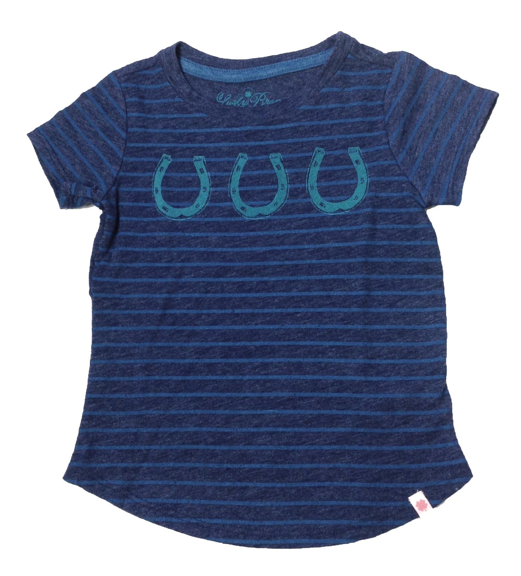 Lucky Brand Girl's Lucky Horseshoe Tee (Toddler/Kids), Blue Stripes (3T)