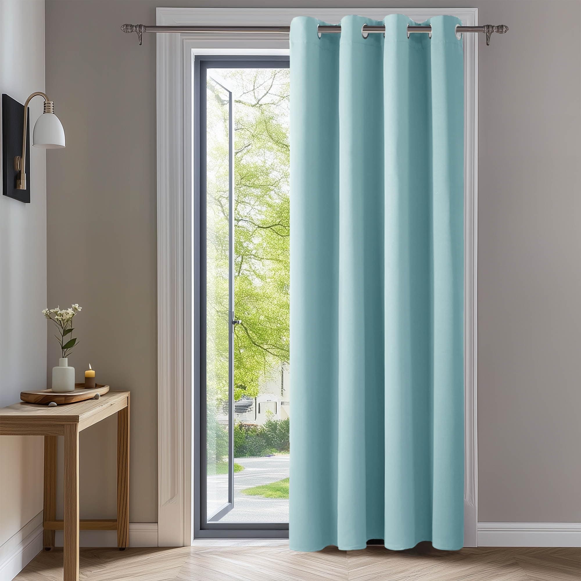 Blackout Curtain Room Darkening Panel for Bedroom or Living Room Grommet Thermal Insulated Lighting Reduce Drape 52 x 63 Inch Light Blue 1 Panel
