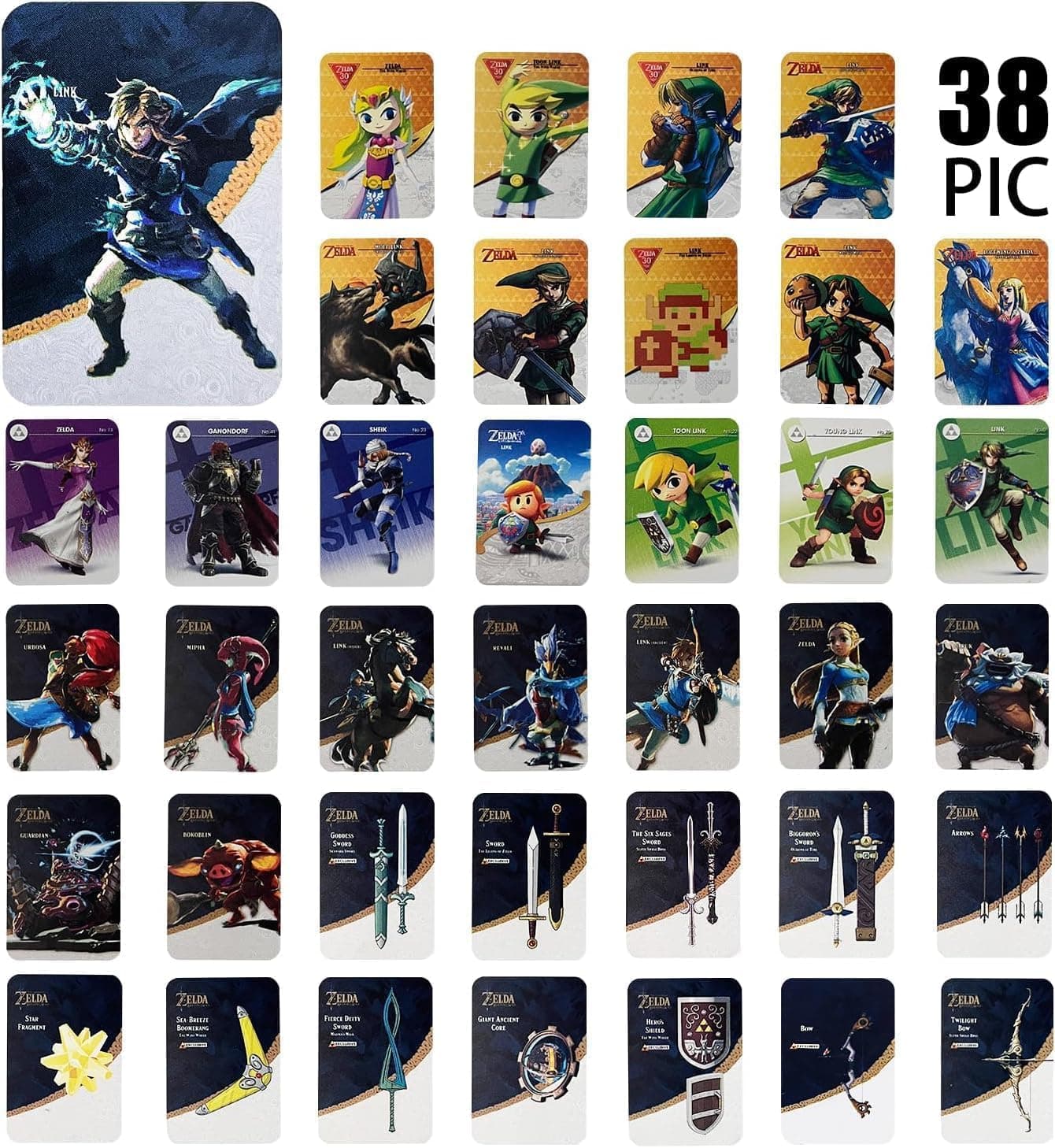 CGCHAONI 38 Pcs NFC Cards - Compatible with Zelda Cards, Tears of The Kingdom Link Cards for Nintendo Switch/Switch Lite and Wii U BOTW Mini Cards