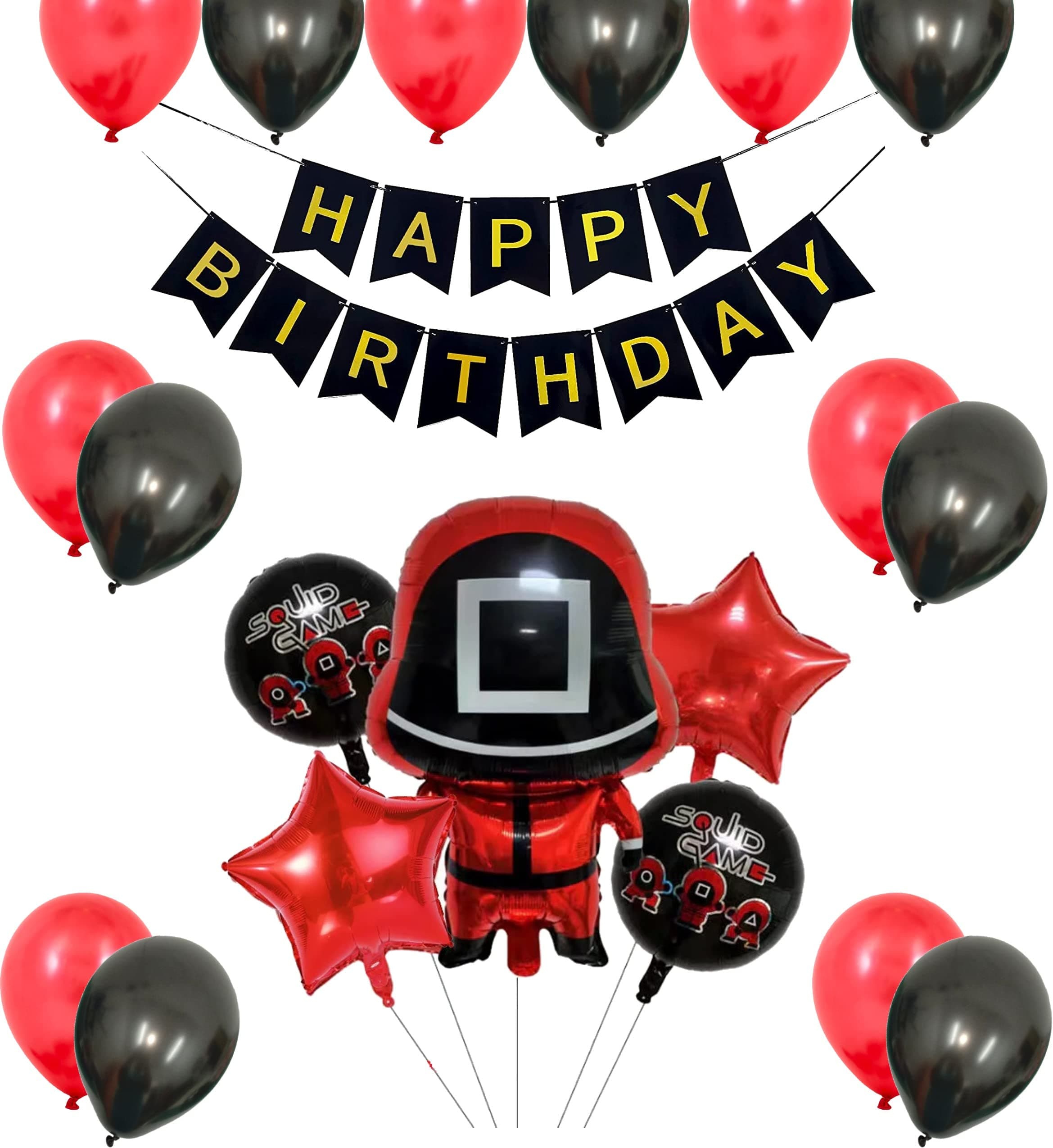 Squid Square Theme Birthday Decoration Set of 36 Pcs