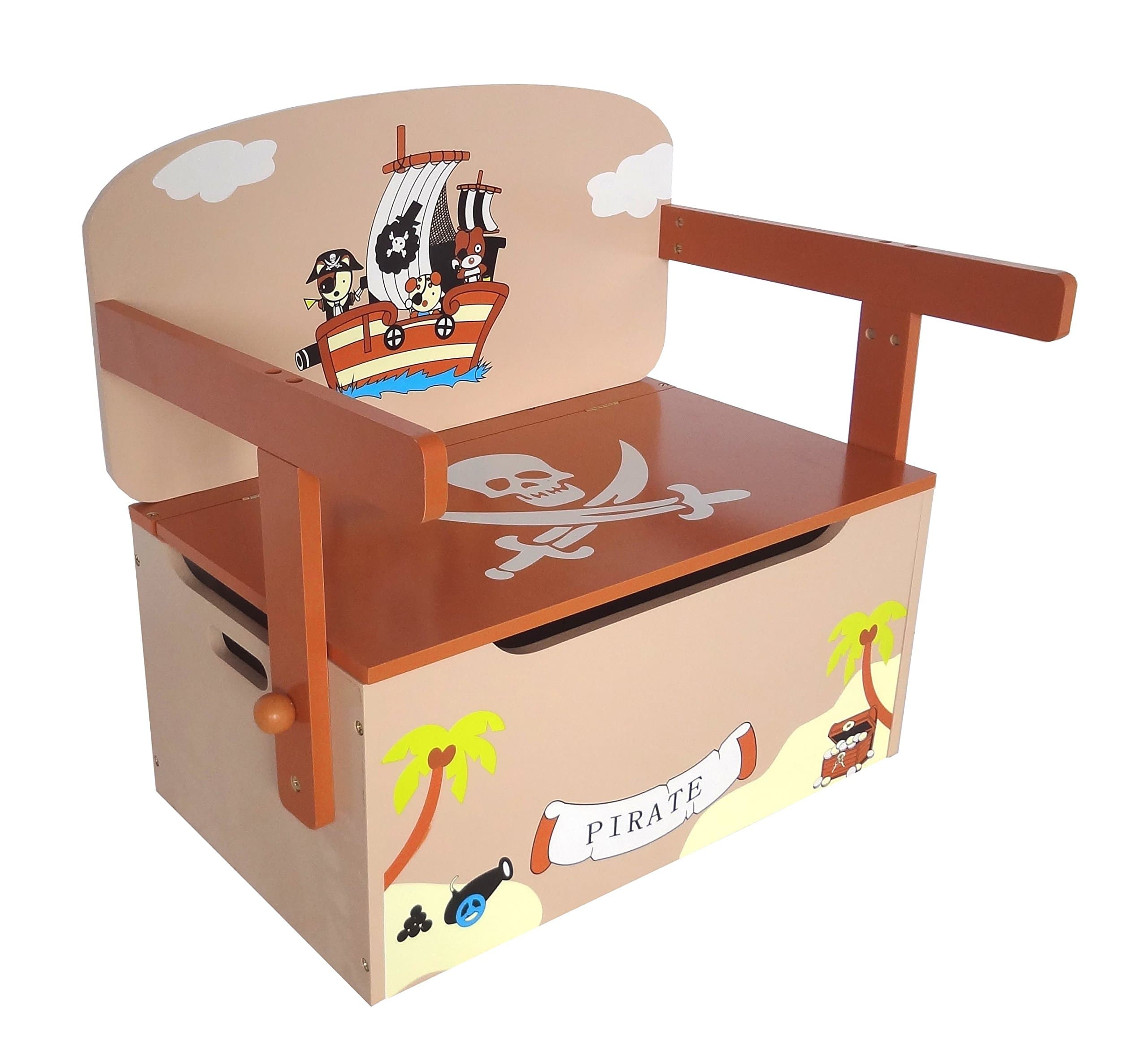 Kiddi Style Children's Pirate Wooden Convertible Toy Box