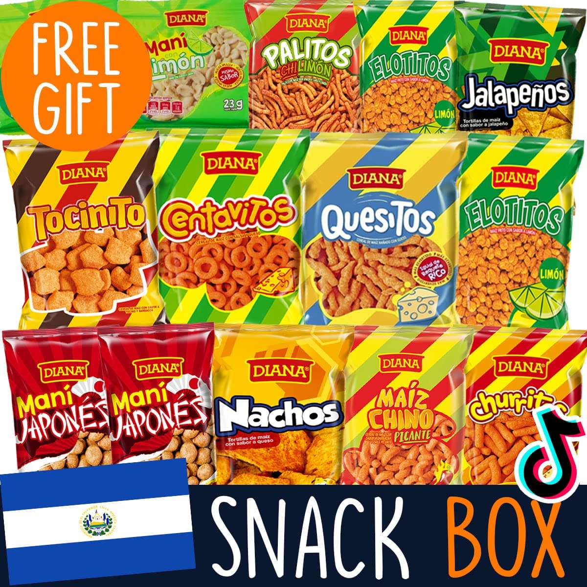 International Snack Box from Around the World + FREE Surprise! - Foreign Munchies Snack Mix from El Salvador - Weird Food - Exotic Snacks Variety Pack for Adults & Kids - Subscription Boxes