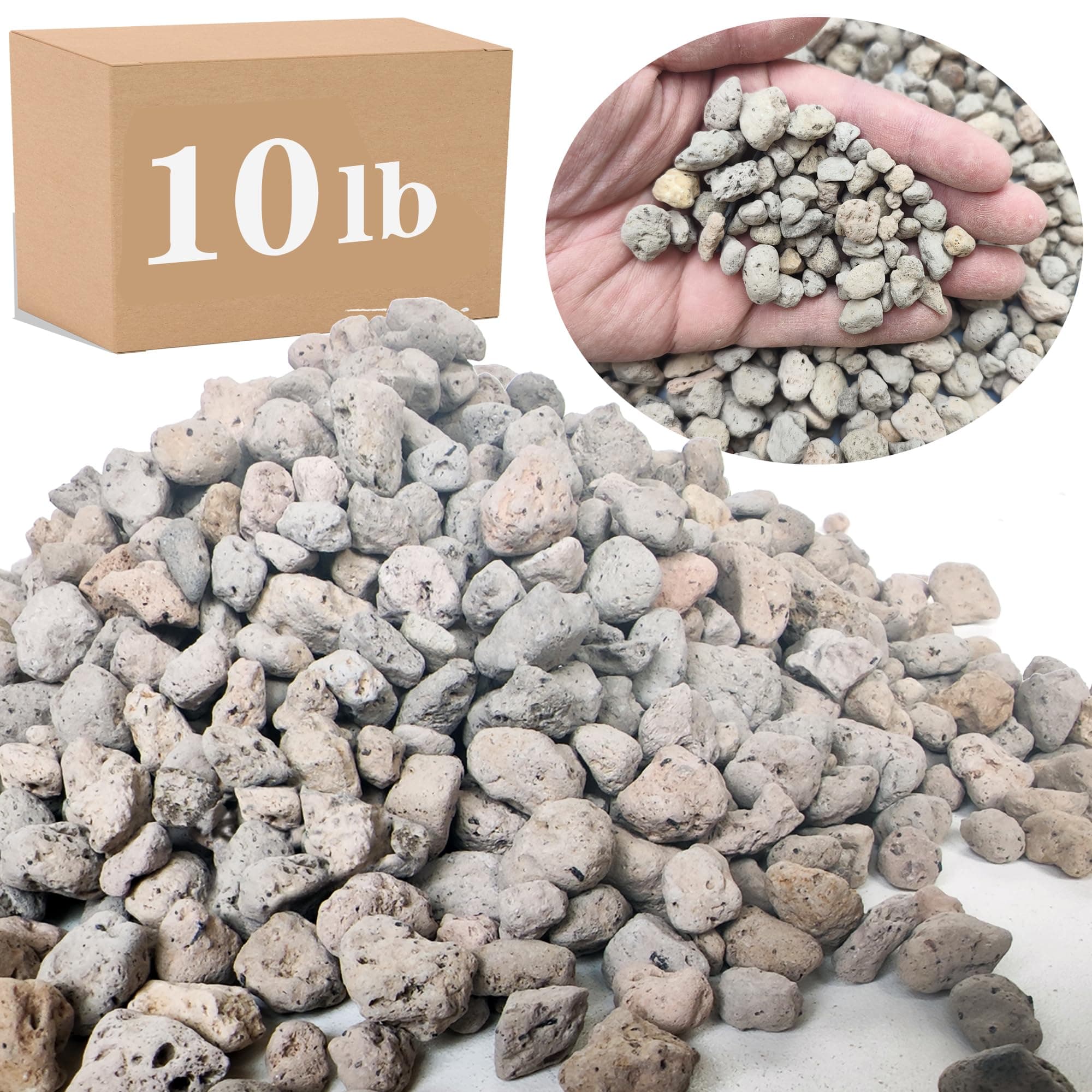 Voulosimi Garden Pumice Rock Horticultural Cactus Bonsai Succulent Soil Additive for Plants, Landscaping, Vase Fillers (3/8 inch, 10 LB)