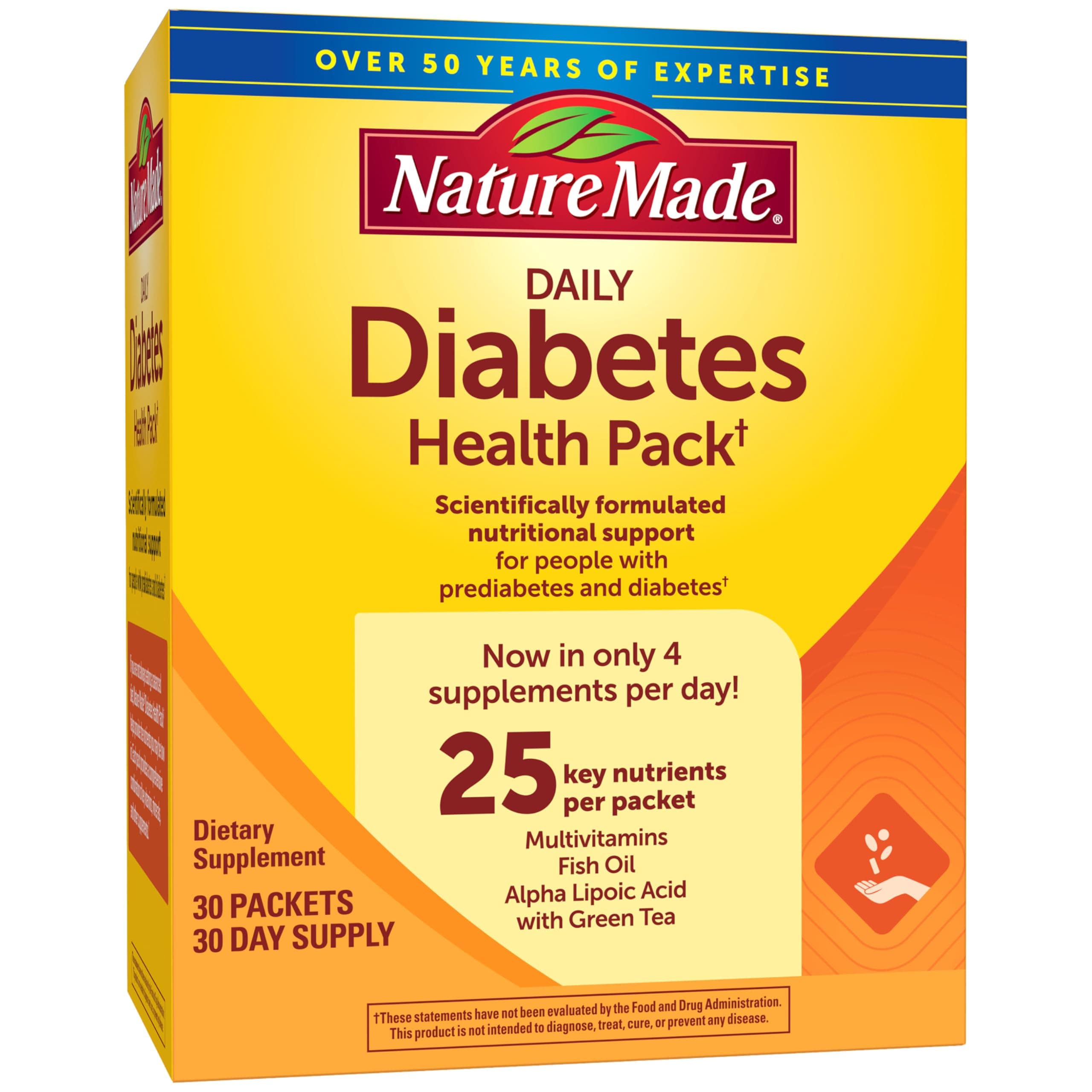 Diabetes Health Pack, Daily Dietary Supplements for Nutritional Support, 30 Packets, 30 Day Supply