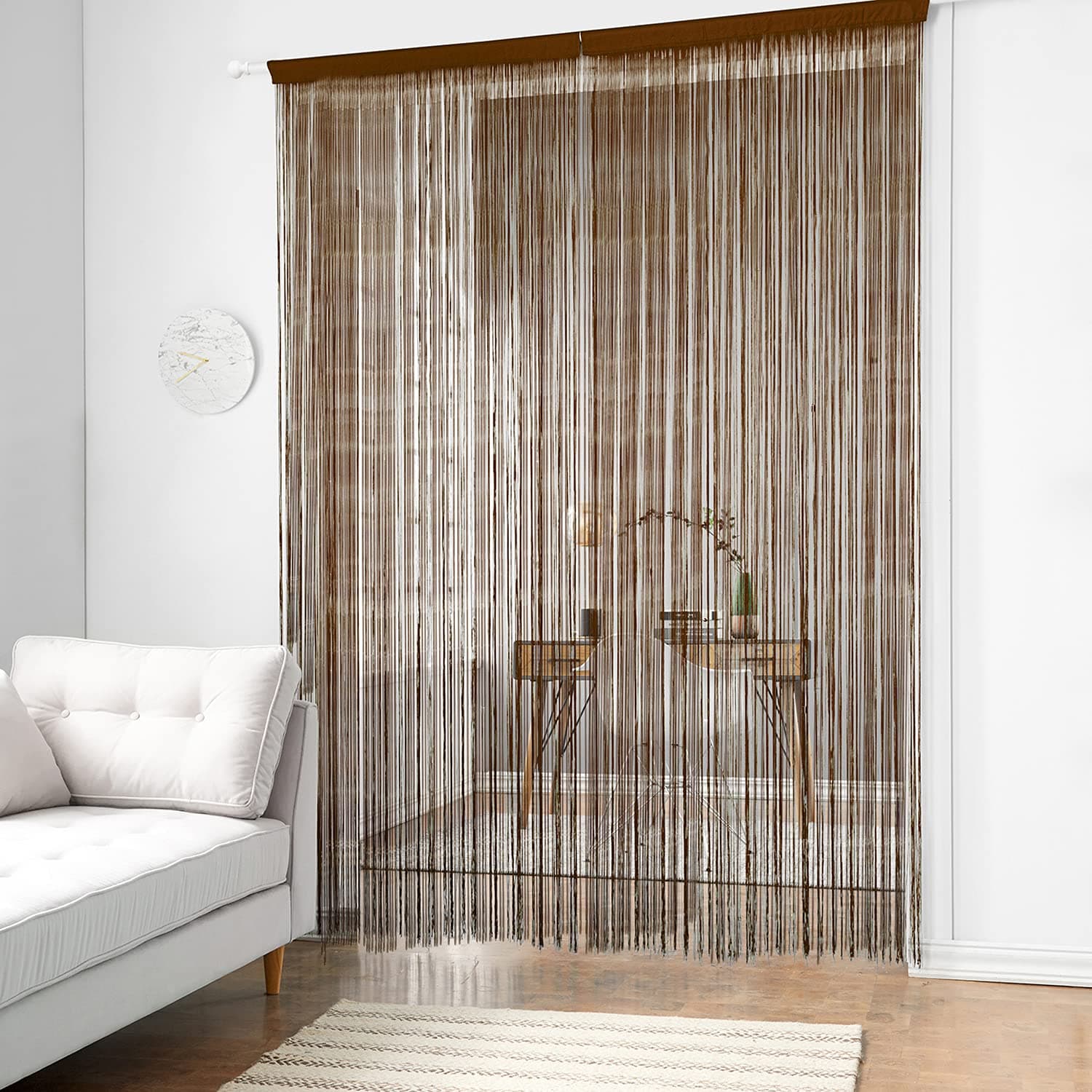 Taiyuhomes String Curtains Doors Curtains for Teen Girls Tassel Strip Home Decor or Room Divider,Brown W39 x L79