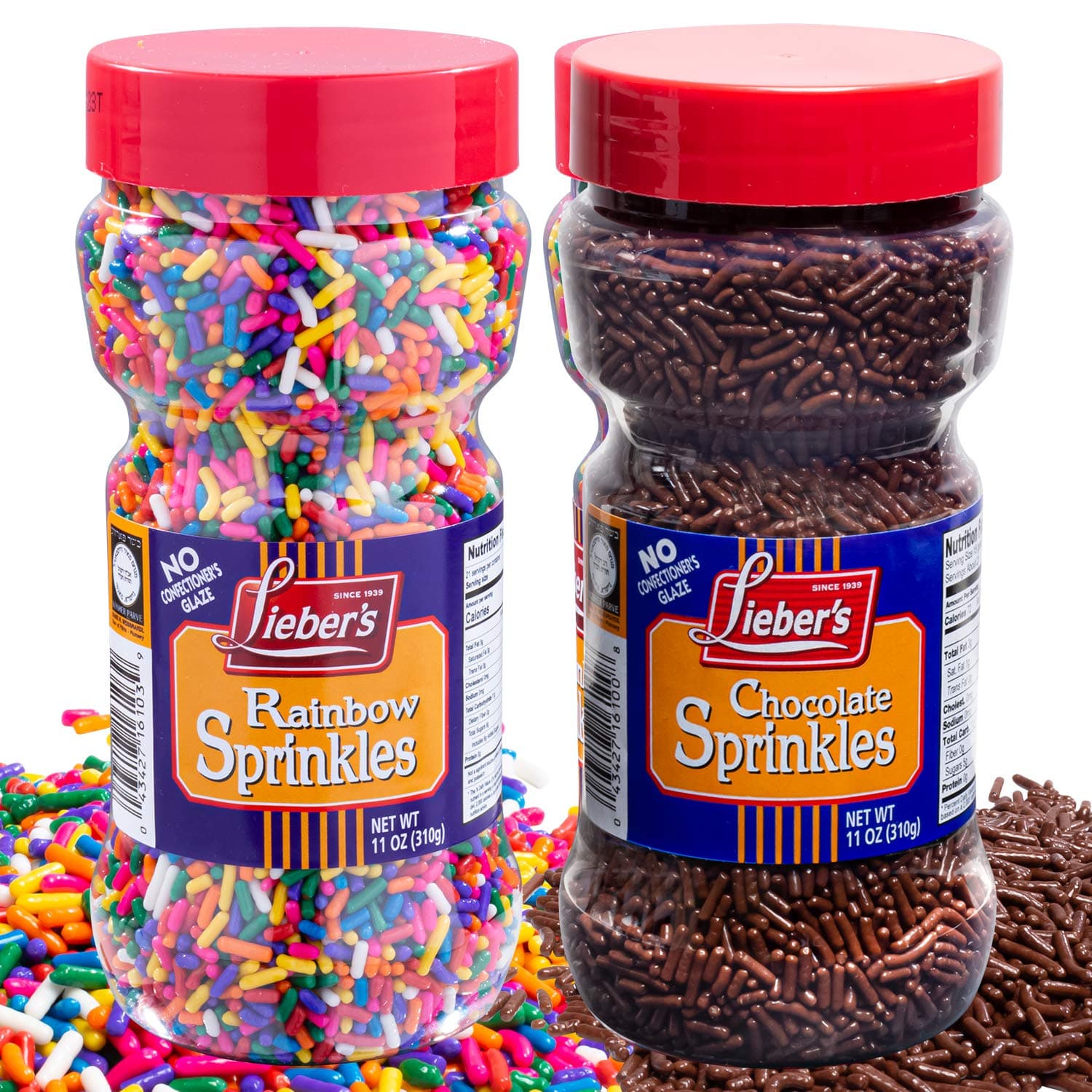 Lieber's Rainbow & Chocolate Sprinkles Bundle Pack | Tasty Colorful & Chocolatey Jimmies Are A Great Dessert Topping For Cooking, Baking & Decorating Ice Cream | 10 Ounces