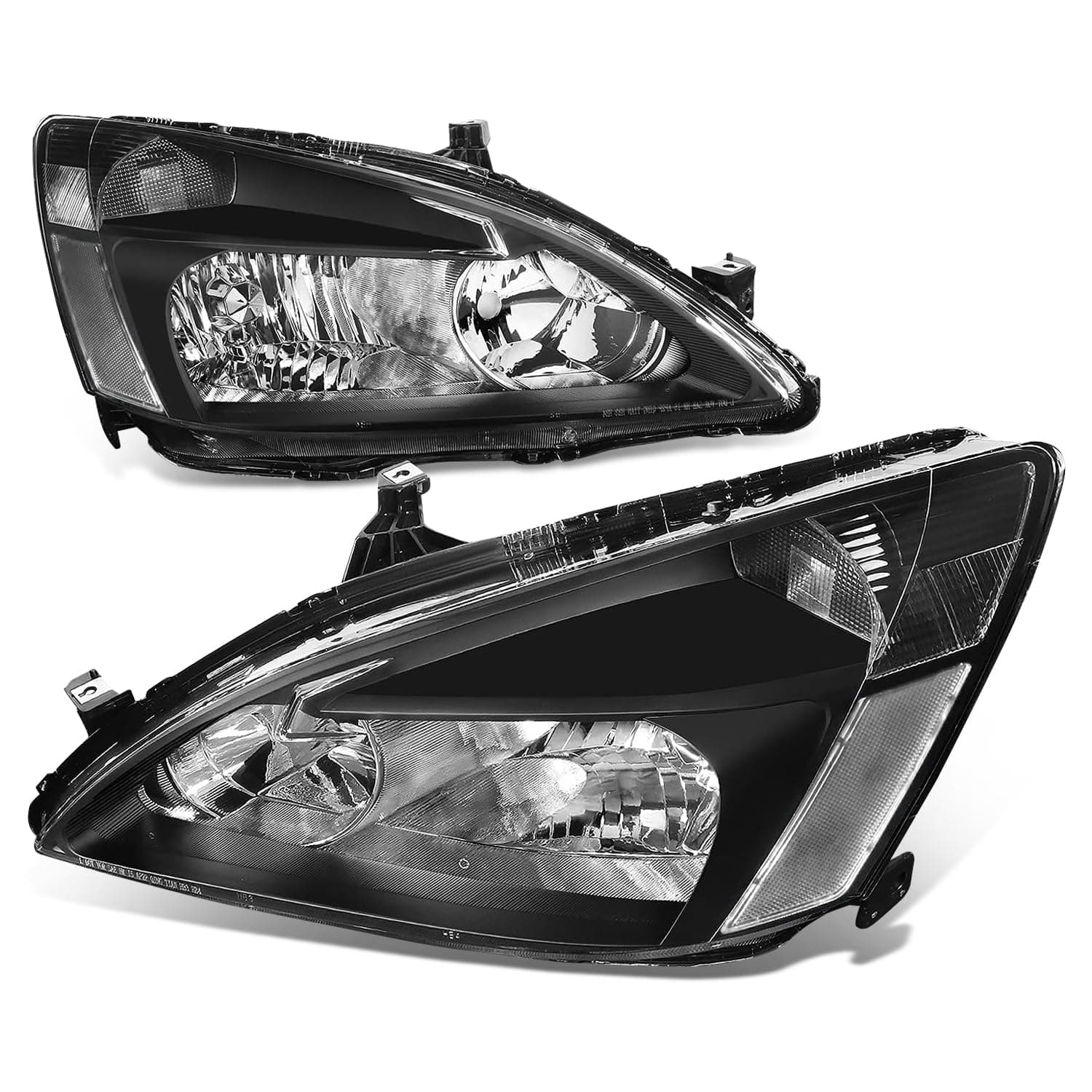 Auto Dynasty Headlights Assembly Compatible with 2003-2007 Honda Accord, Driver and Passenger Side Halogen Headlamps Replacement, HO2502120 HO2503120, Black Housing Clear Corner