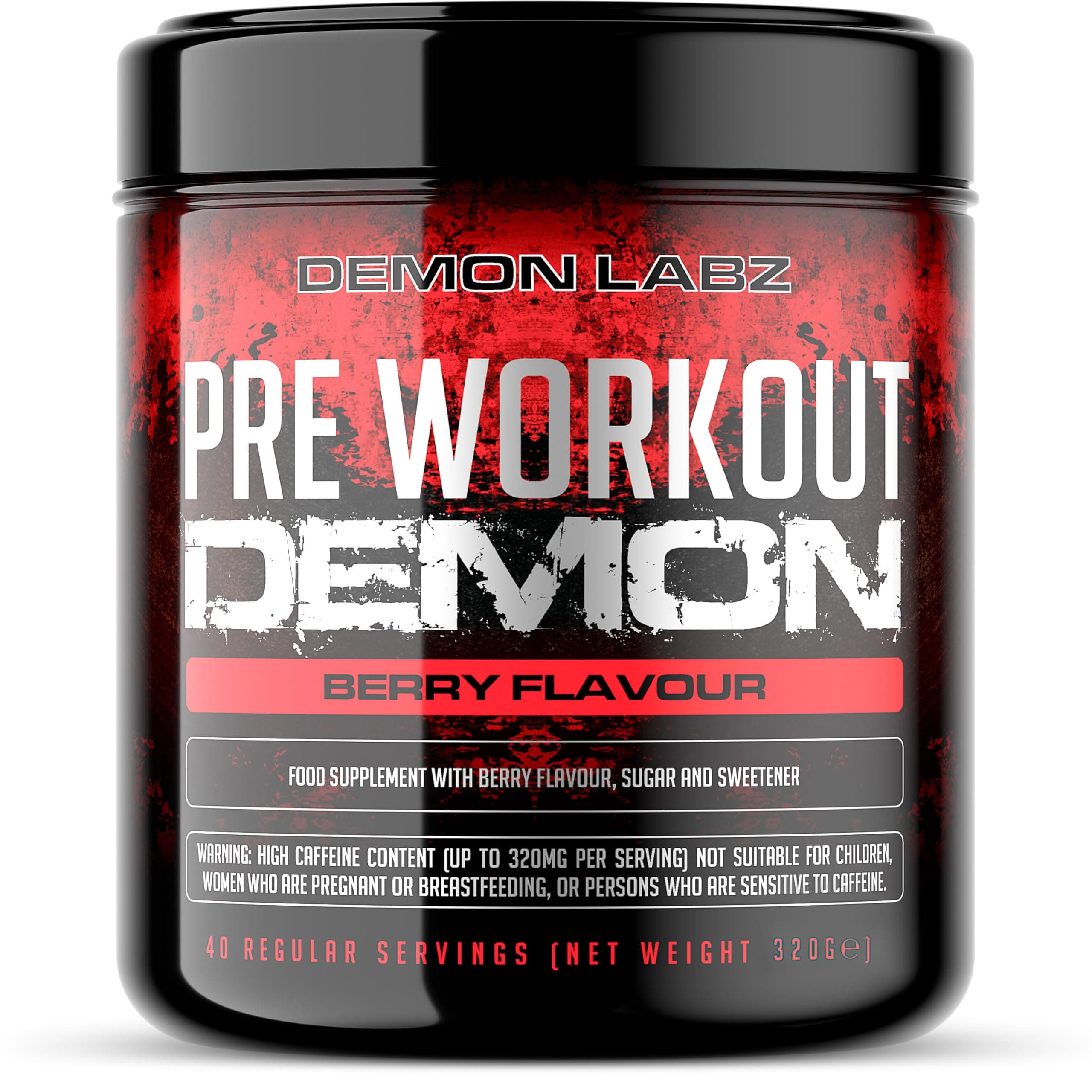 Pre Workout Demon - Advanced Pre-Workout Energy Powder with Creatine, Caffeine, Beta-Alanine & Glutamine, Berry Blast, 360g - 40 Servings