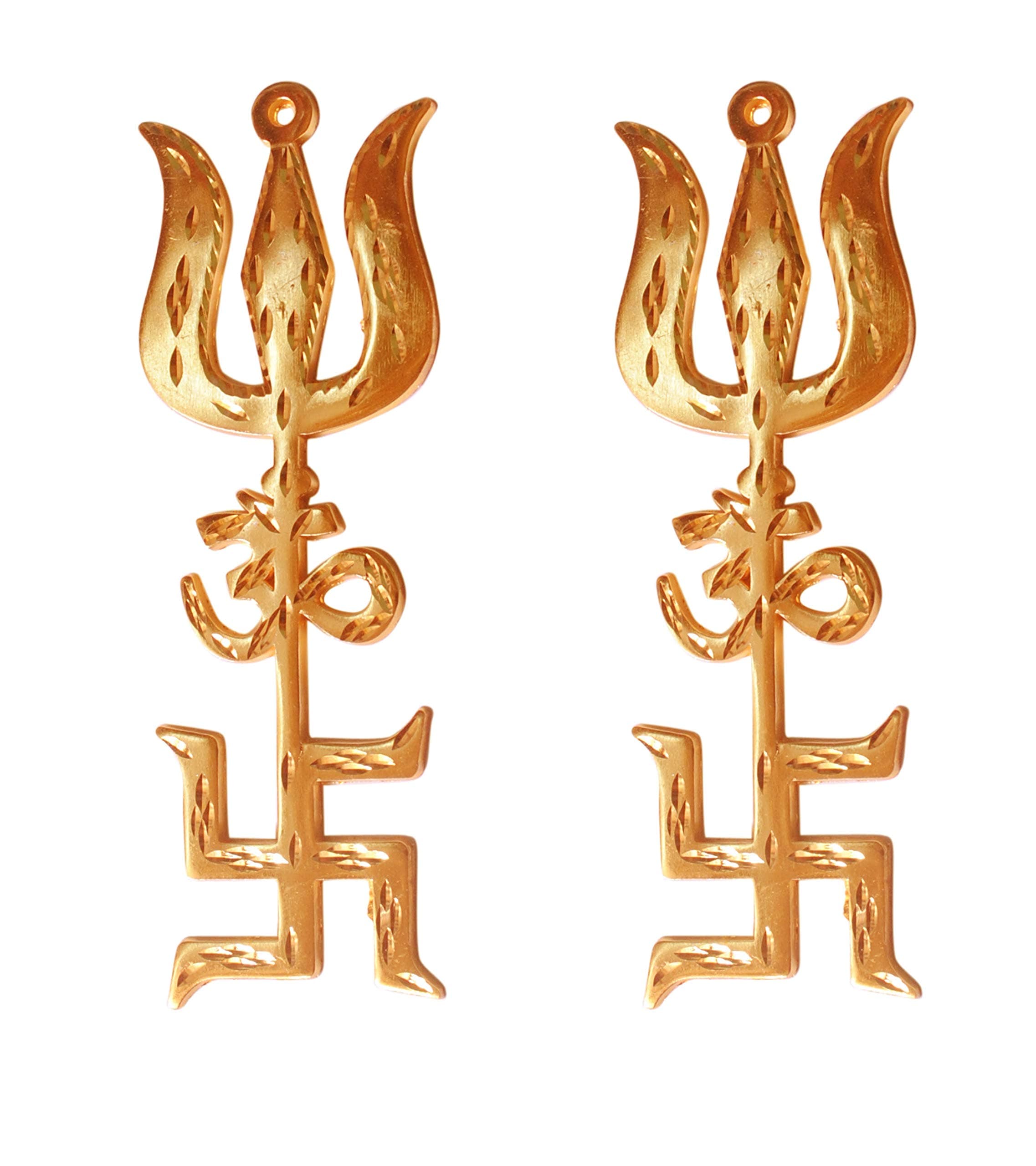 6 inch Brass Trishakti Wall Art/Door Hanging 2 pcs