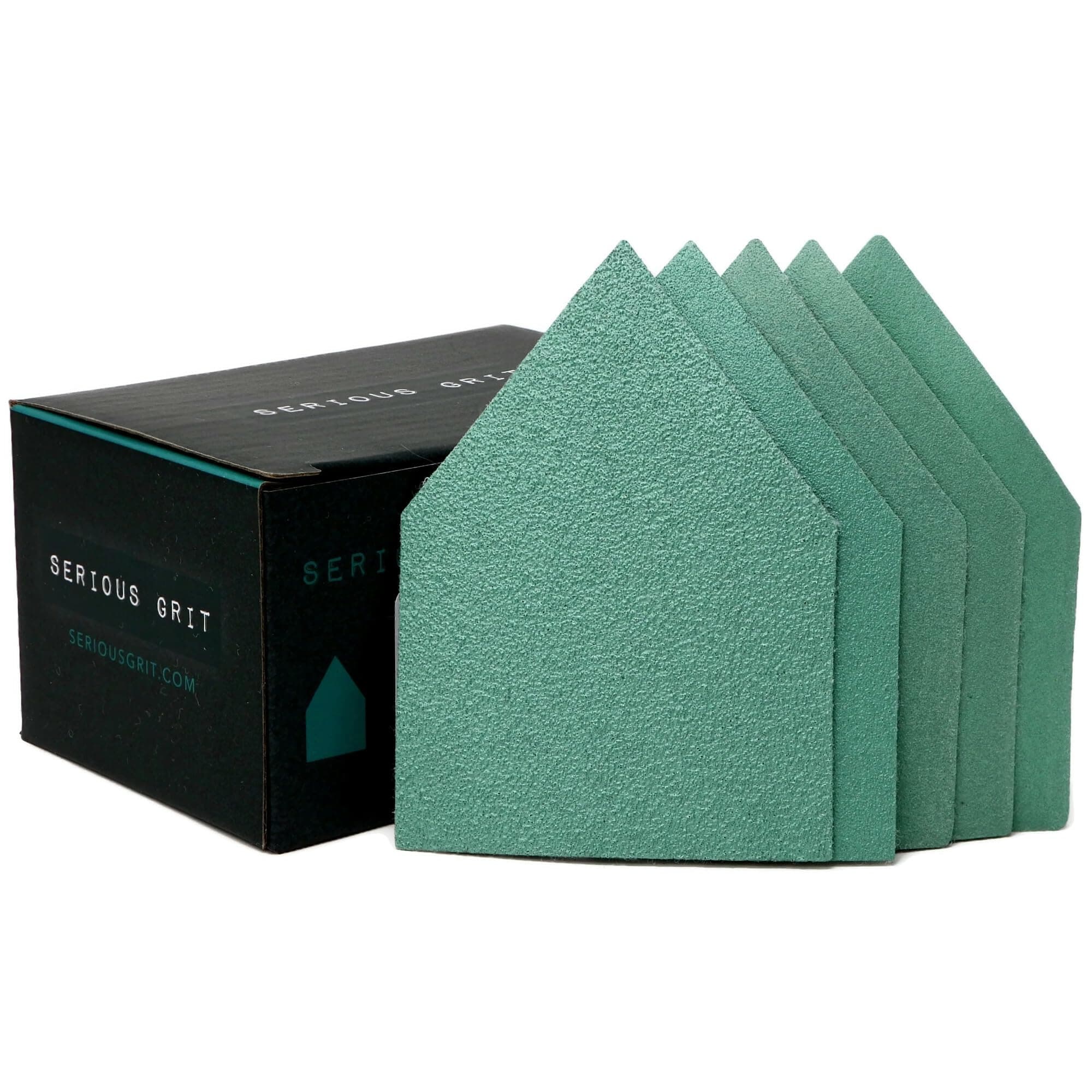 - 90mm x 65mm Triangle Sanding Sheet Assortment - Fits Milwaukee M12 Fuel Sanders - 80, 120, 150, 180, 220 Grit (10 of Each) - Heavy-Duty Hook & Loop Film Sandpaper Pads - 50 Pack Box