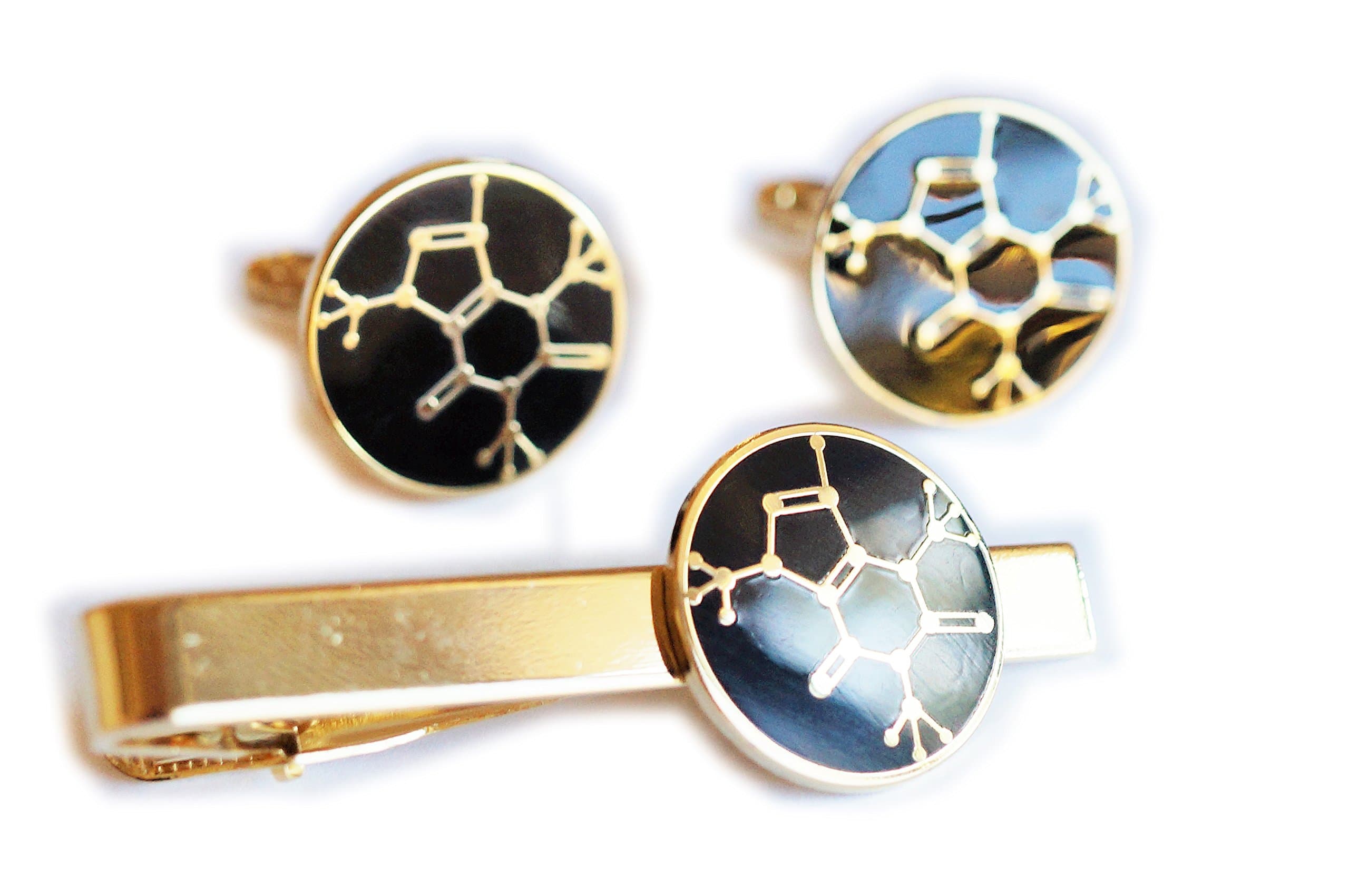 CAFFEINE MOLECULE Chemistry Coffee Tea Soda TIE BAR CUFFLINKS SET