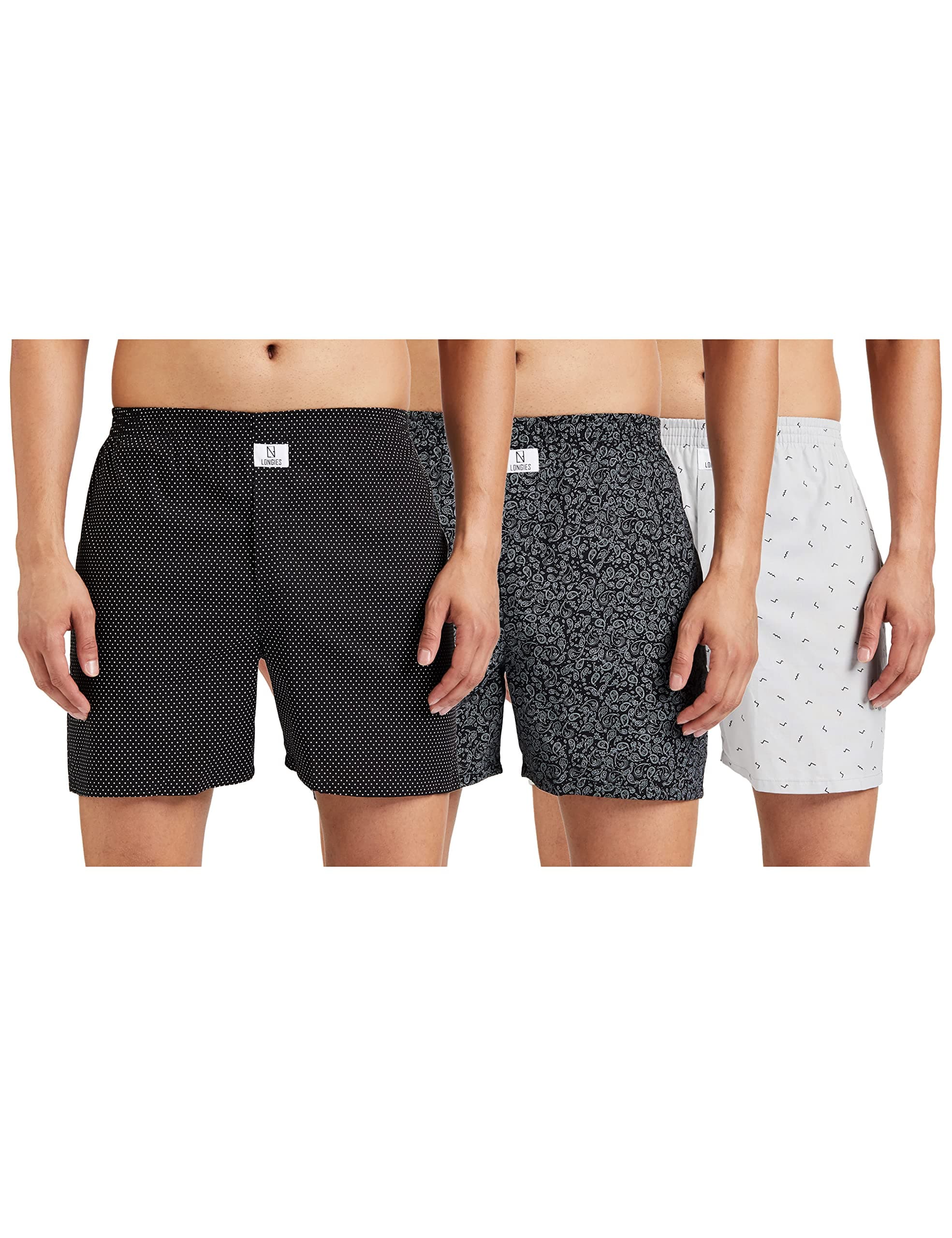 Longies Men's Cotton Printed Regular Boxer Shorts