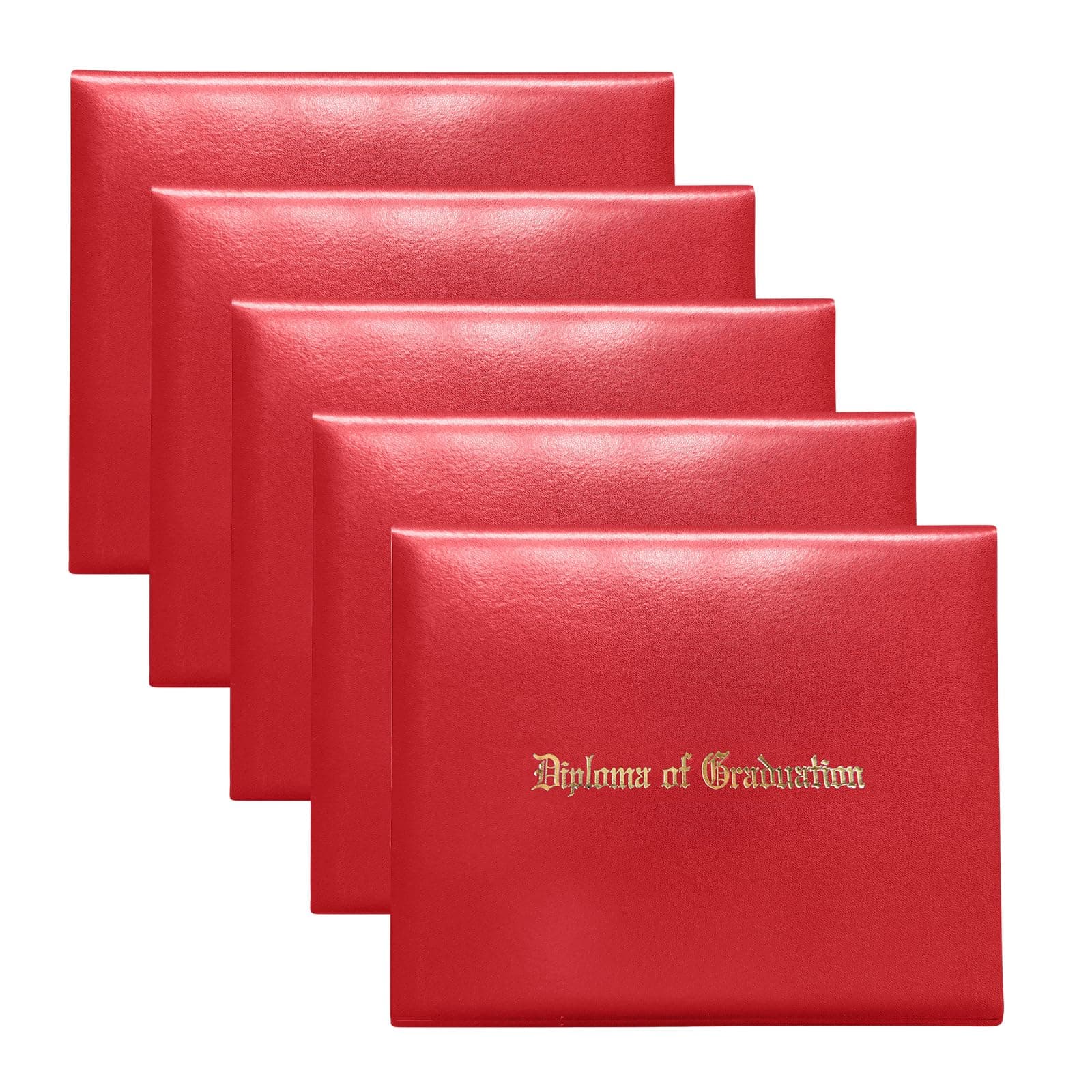 Happy Secret 刻印 卒業証書ホルダー 証明書用 8.5インチx11インチ 卒業証書カバー スムースレザー (赤)、5パック