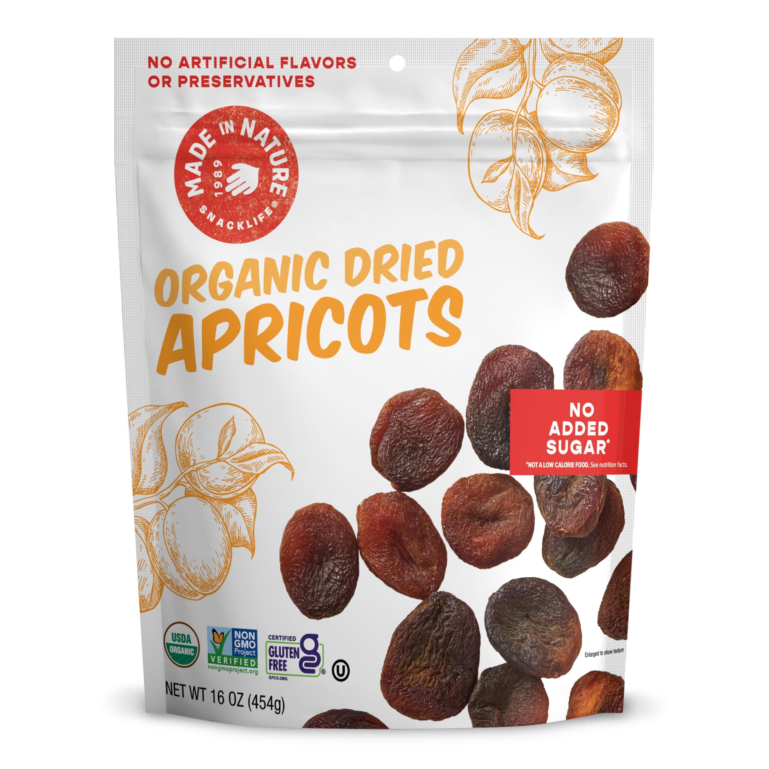 Made In Nature Organic Dried Apricots (20oz) - Non-GMO Vegan Dried Fruit Snack