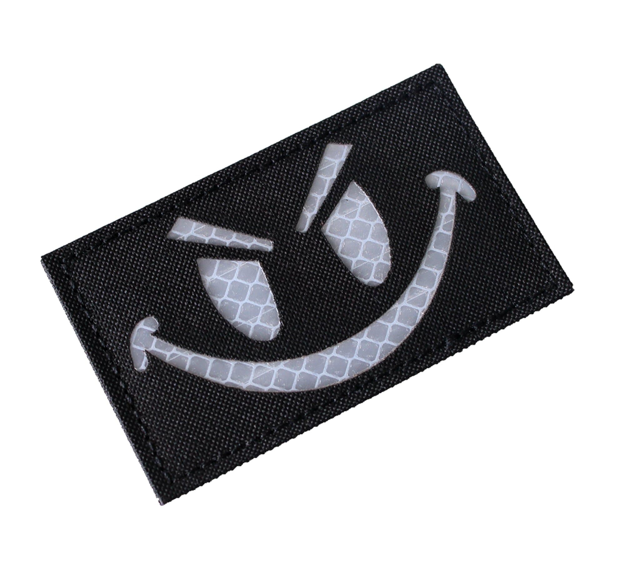 Hannah fit High Reflective Nylon Fabric Black Evil Smiley Face Tactical Patches(2x3.5 inch) (Black)