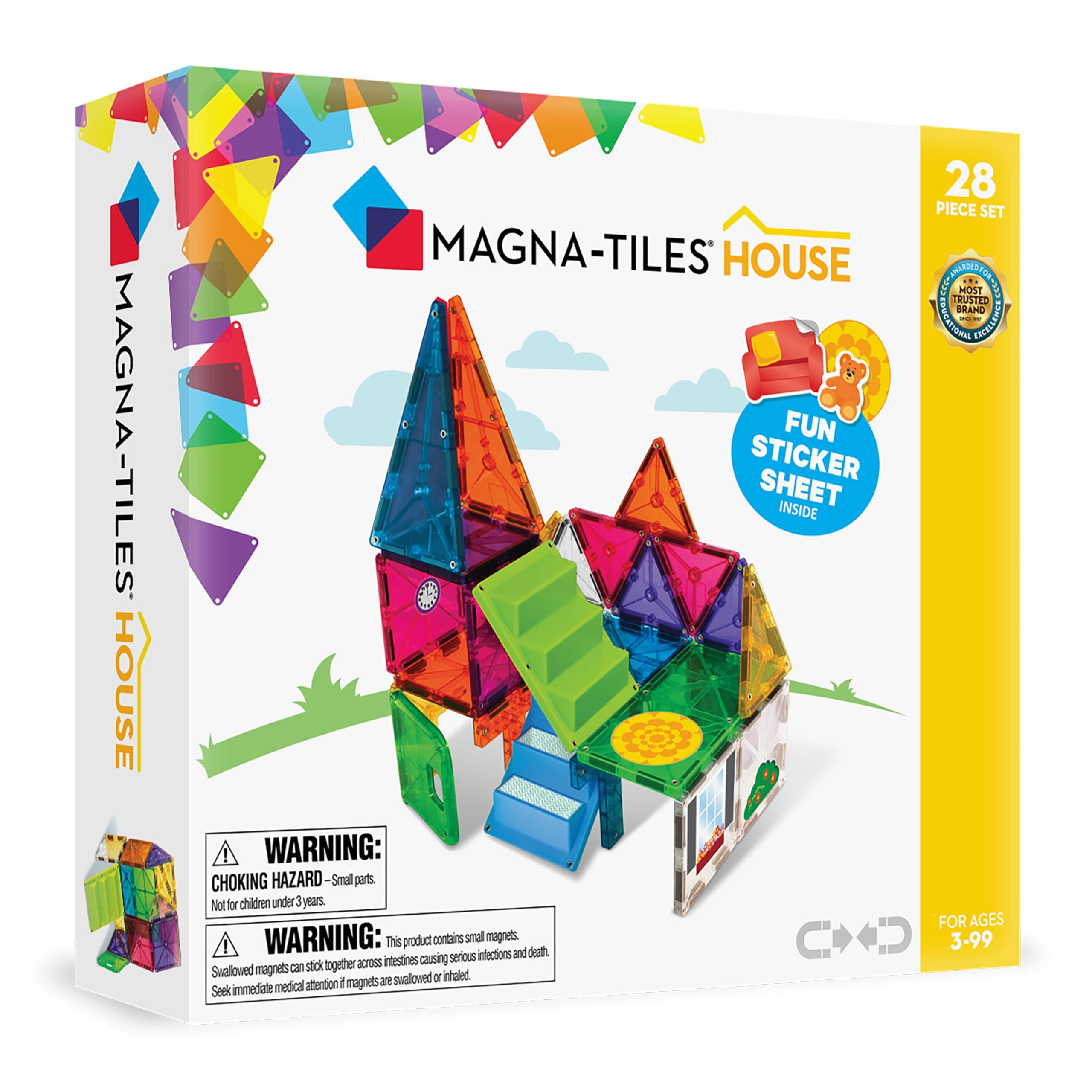 MAGNA-TILES House 28-Piece Magnetic Construction Set, The ORIGINAL Magnetic Building Brand