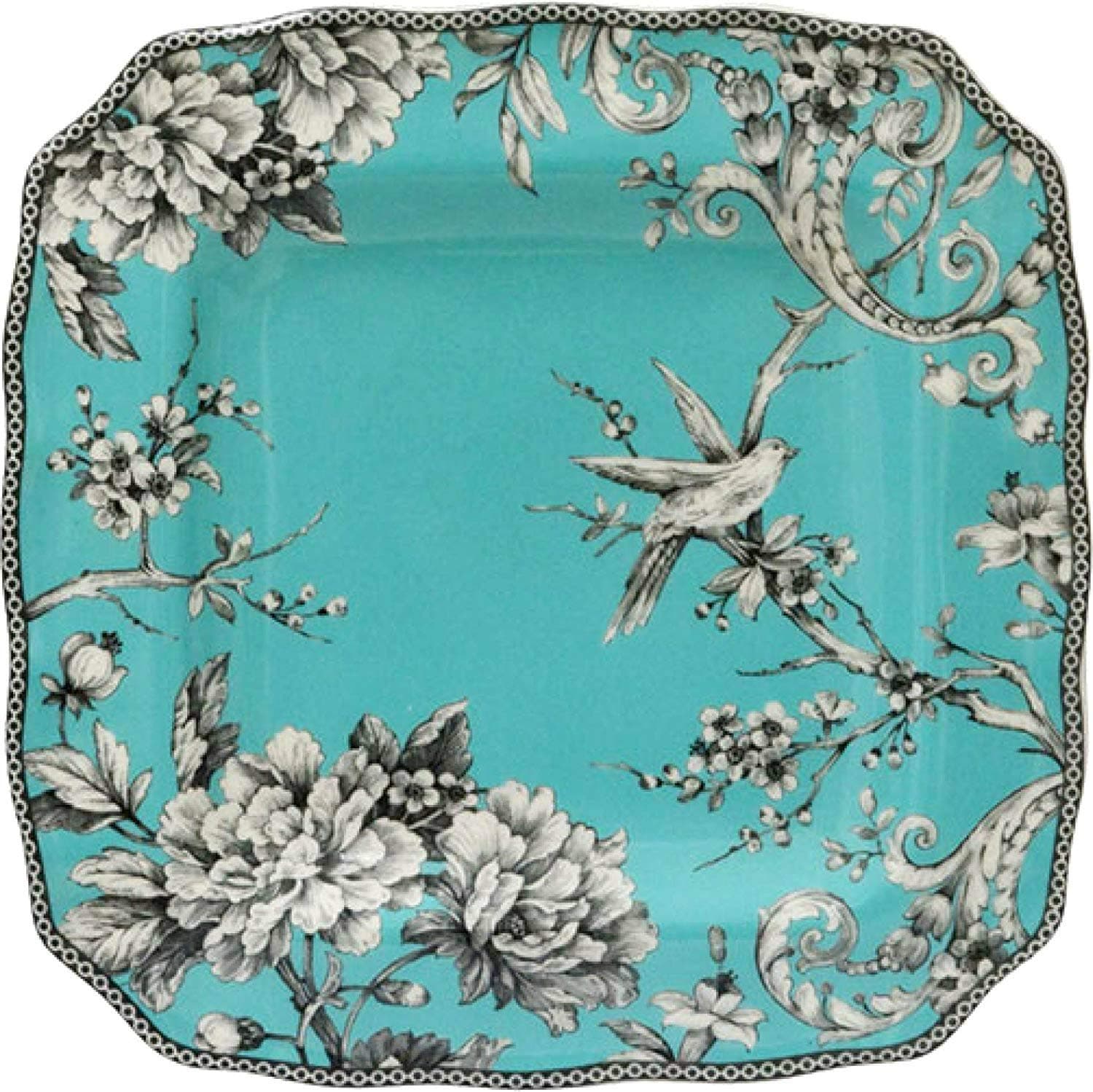 222 Fifth Adelaide Turquoise Square Porcelain Dinner Plate | Set of 4