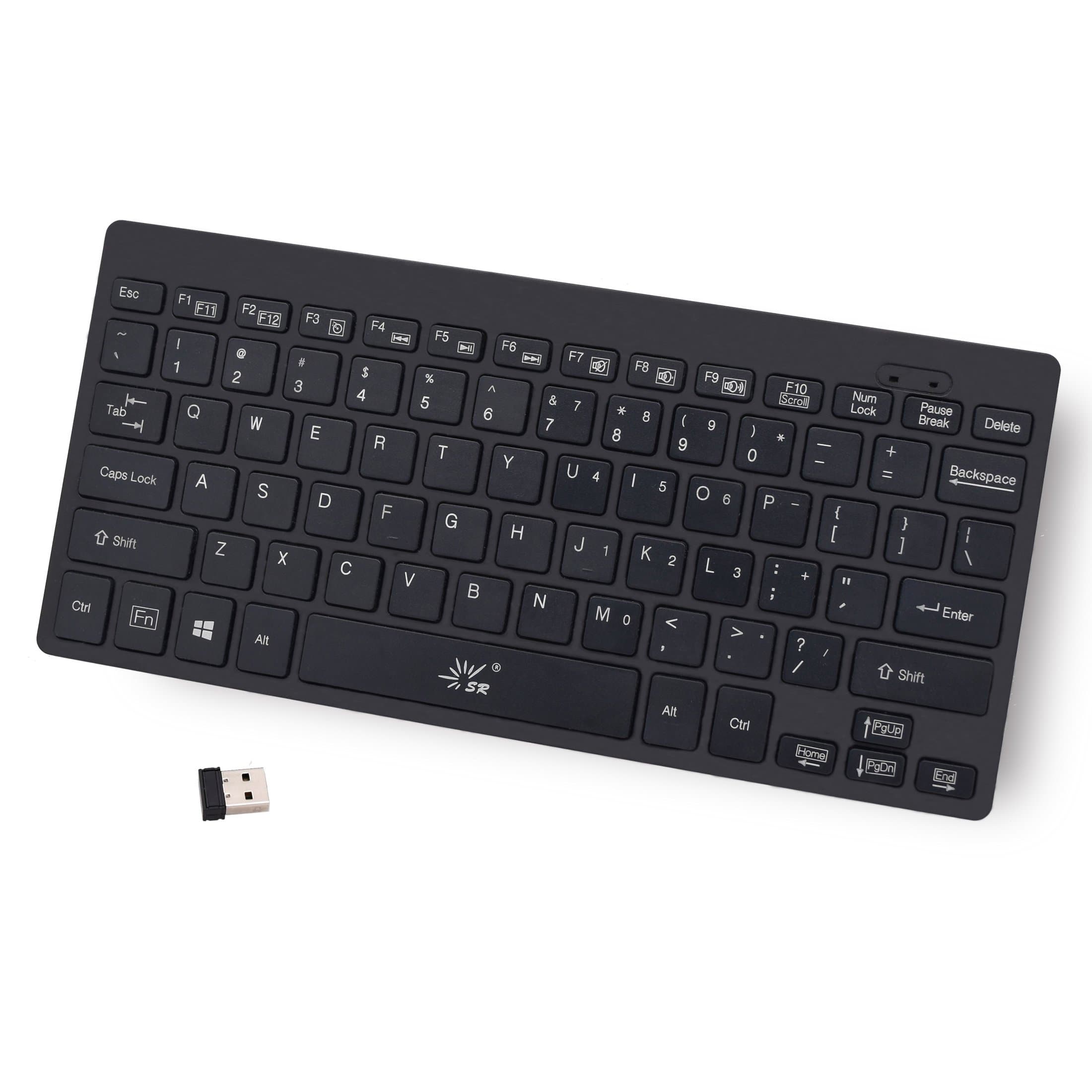 SR Mini Keyboard 2.4G Wireless Thin Light 78 Keys USB Multimedia Small for Pc Computer Laptop (Black)