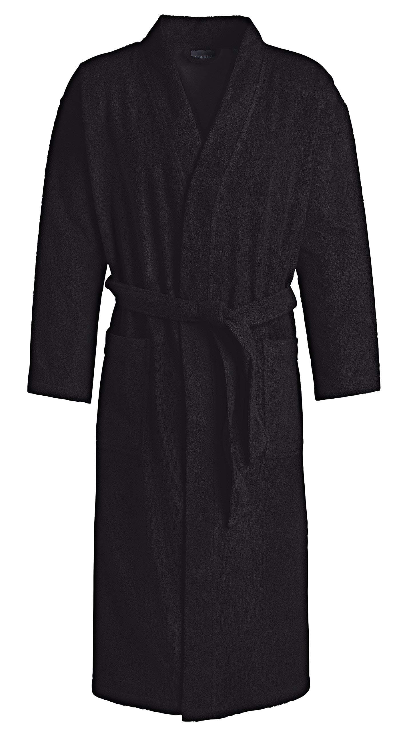 Egeria, Topas unisex bathrobe in kimono style, for men and women, Cotton, Black, Small