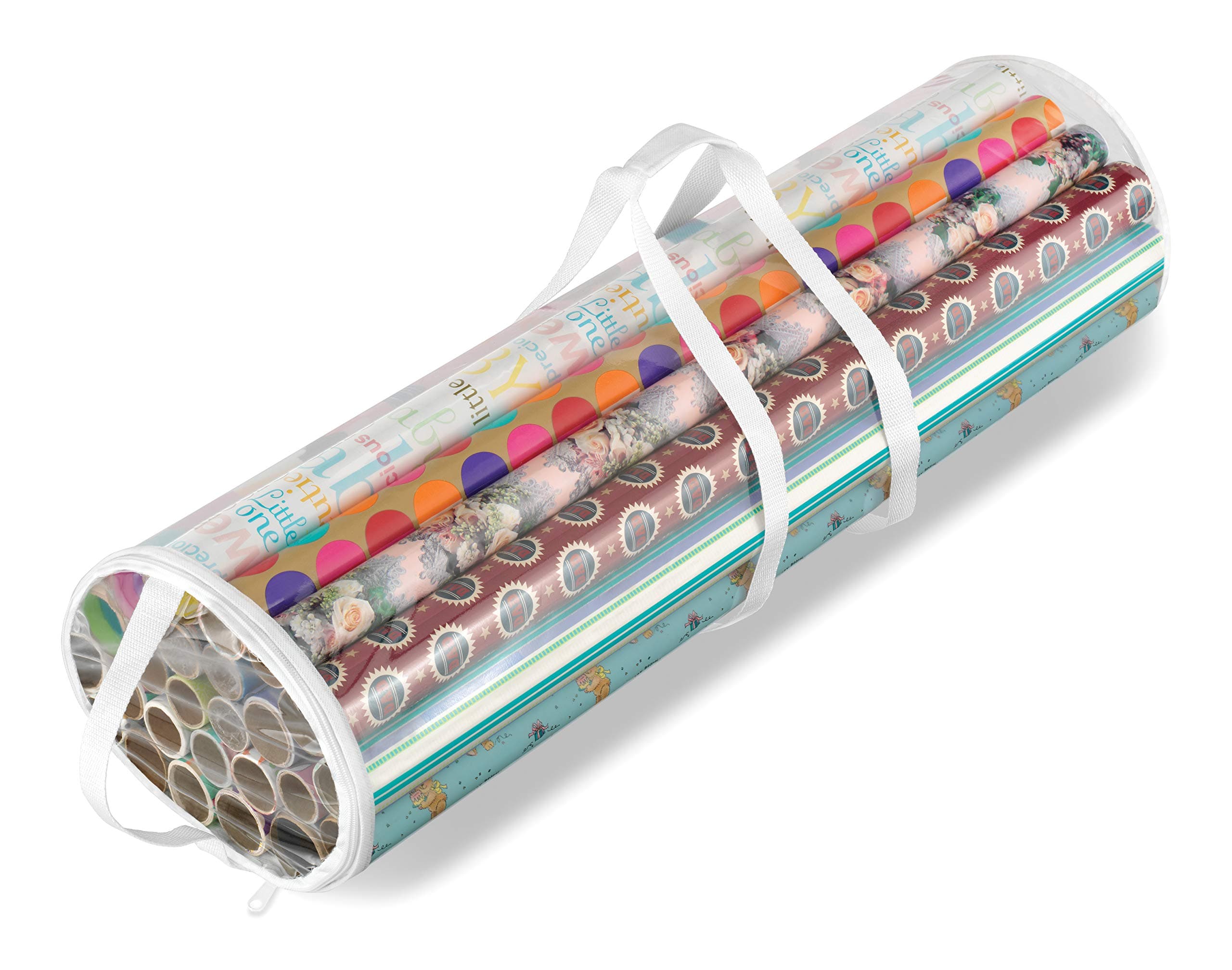 6044-4924 Clear Gift Wrap Organizer - Zippered Storage for 25 Rolls