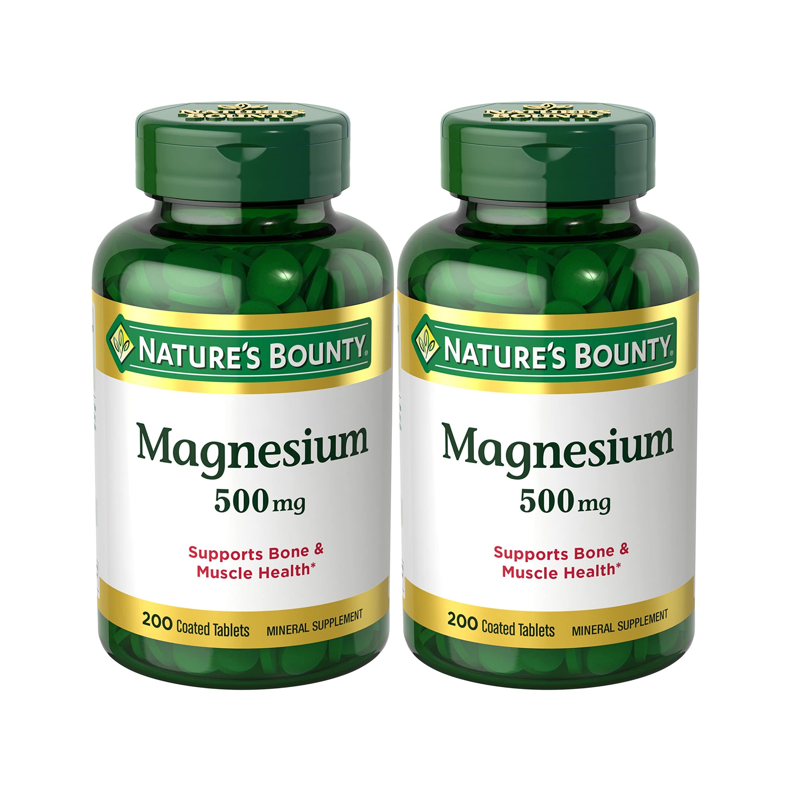 Magnesium Supplements 500mg Tablets, Support Bone & Muscle Health, 200 Count (Pack of 2)