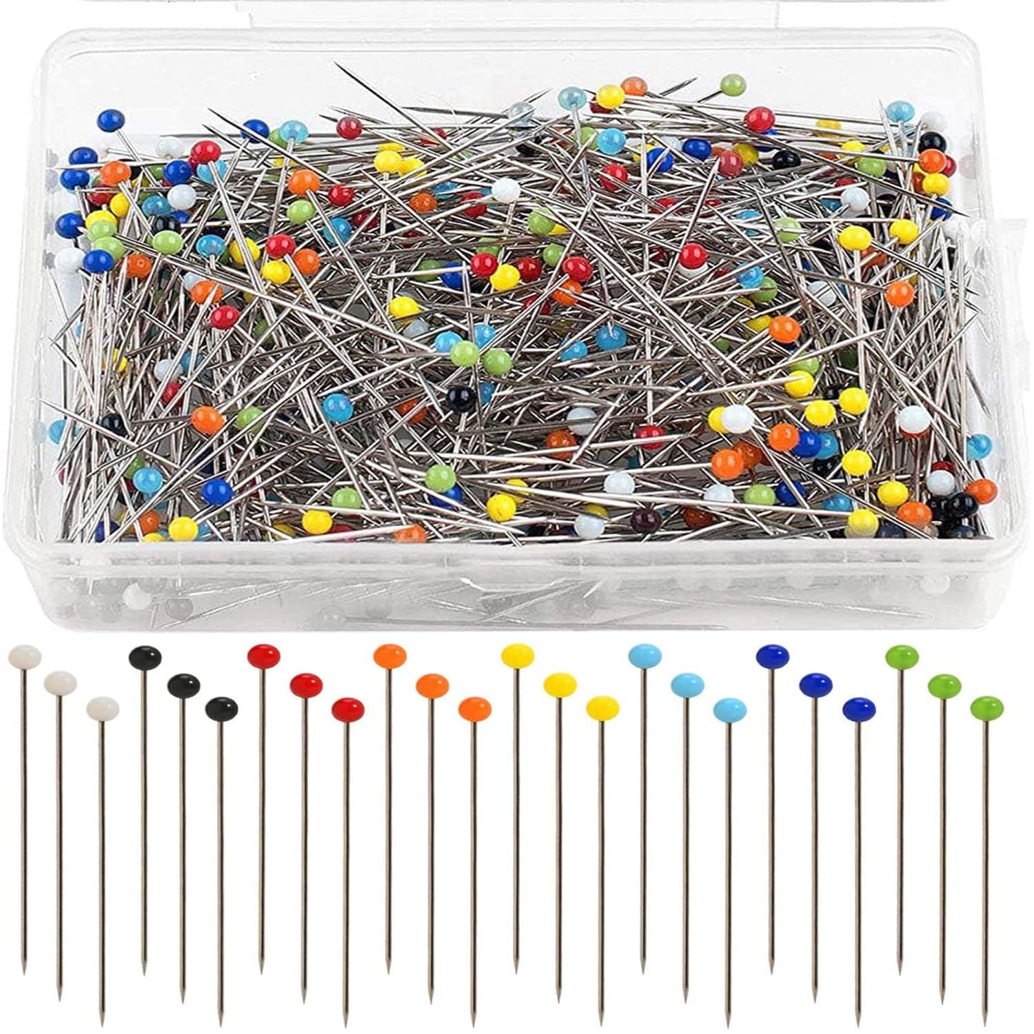 Premify Glass Head Pins Sewing Pins Multicolor Straight Quilting Pins For Dressmaking Crafting Fabric And Jewelry Components, 1.5 Inch (100 pcs)