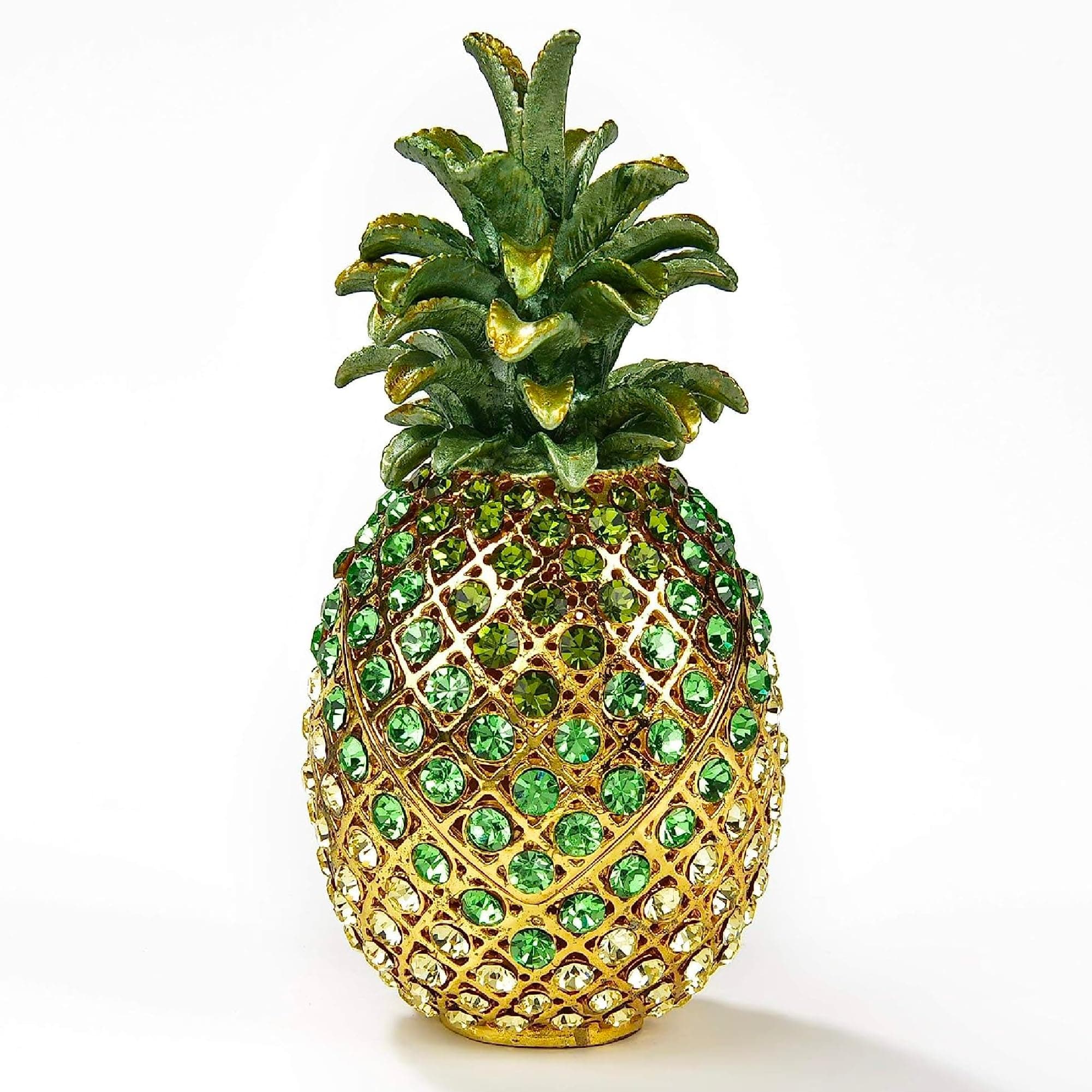 KALIFANO Pineapple Jewelry Box/Stash with Element Crystals and Gemstones Made for Storage, Organization, and Display - Handmade Earring, Necklace, and Ring Box (Collectible Oranament)